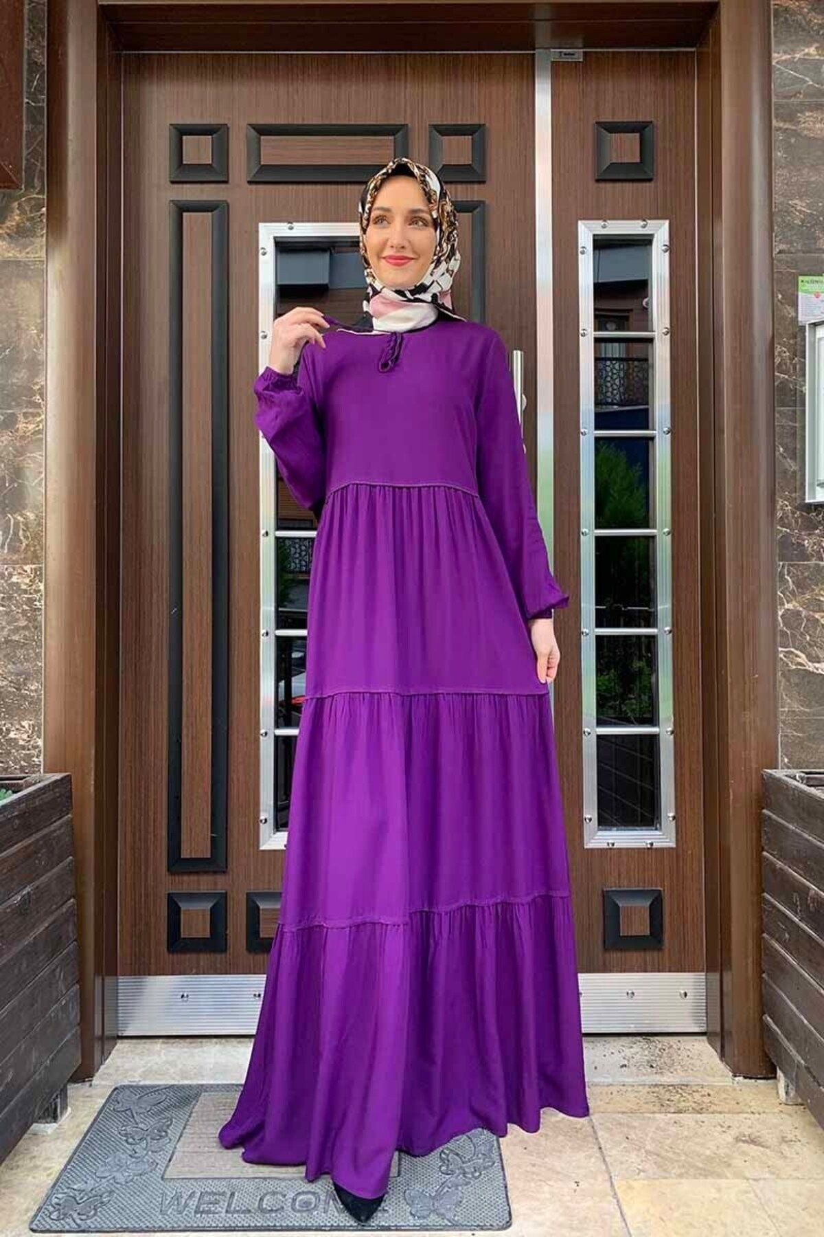 COXO Fashion`S Moda Çizgi Hijab Dress