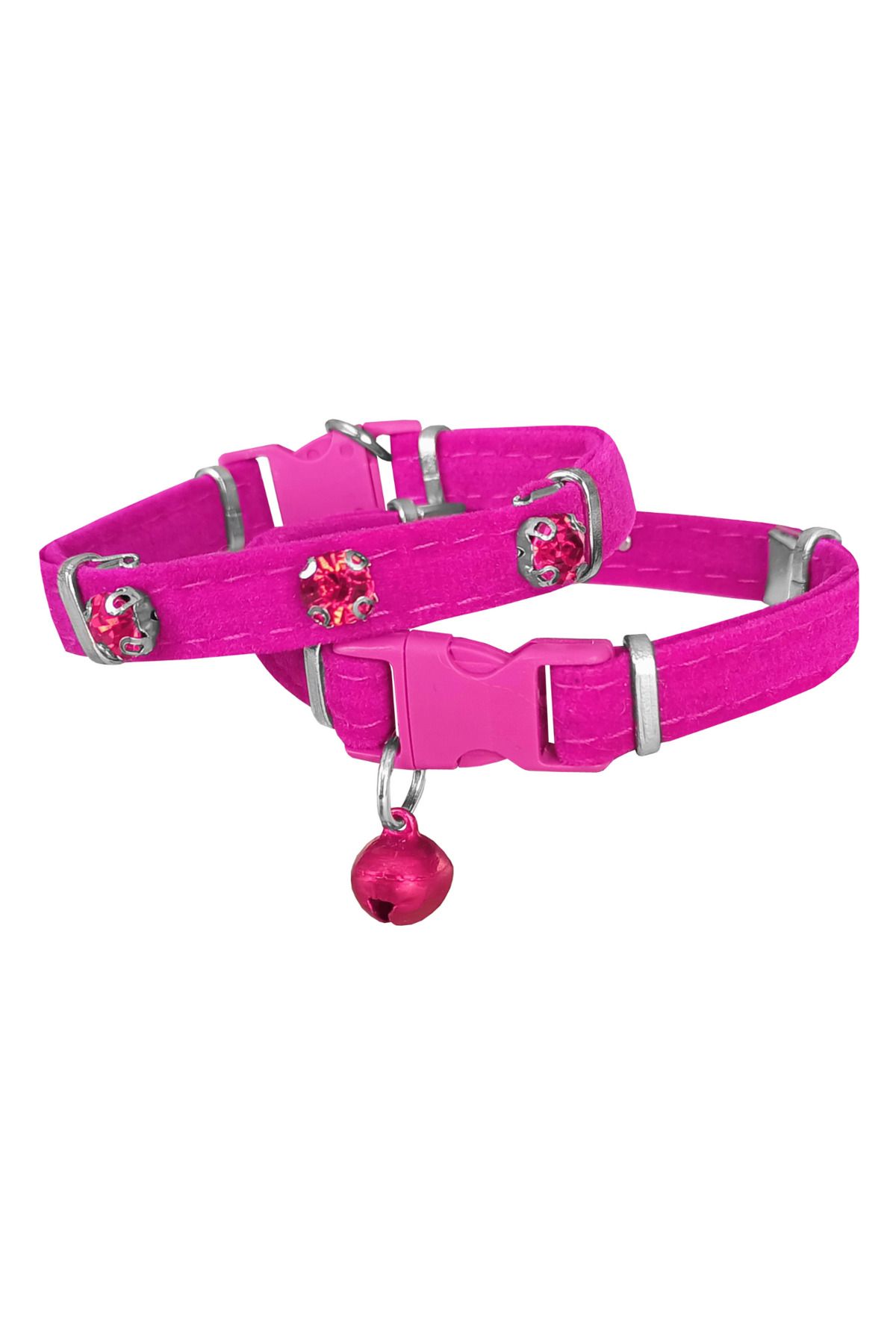 OEM Kadife Kedi Boyun Tasması Taşlı 20-32 cm Pembe