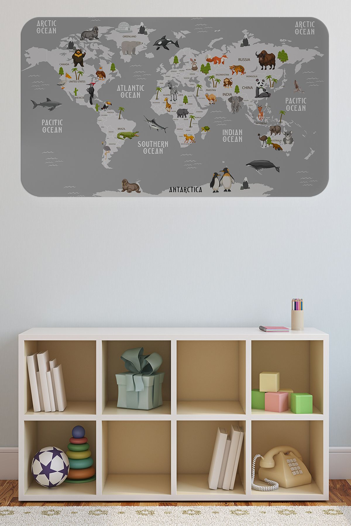 bluvex Eğitici Dünya Haritası Dünya Atlası Çocuk ve Bebek Odası Duvar Sticker-60x105-3794