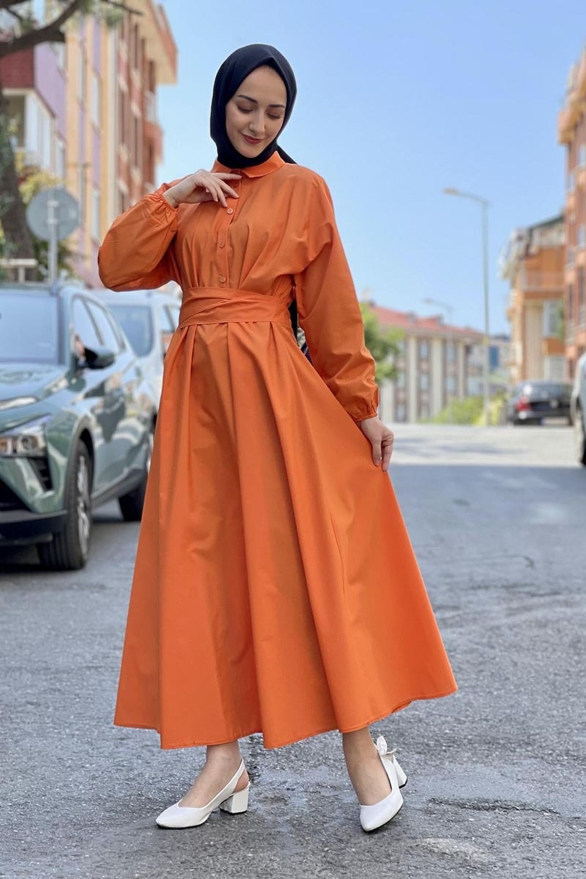 COXO Fashion`S Moda Çizgi Hijab Dress
