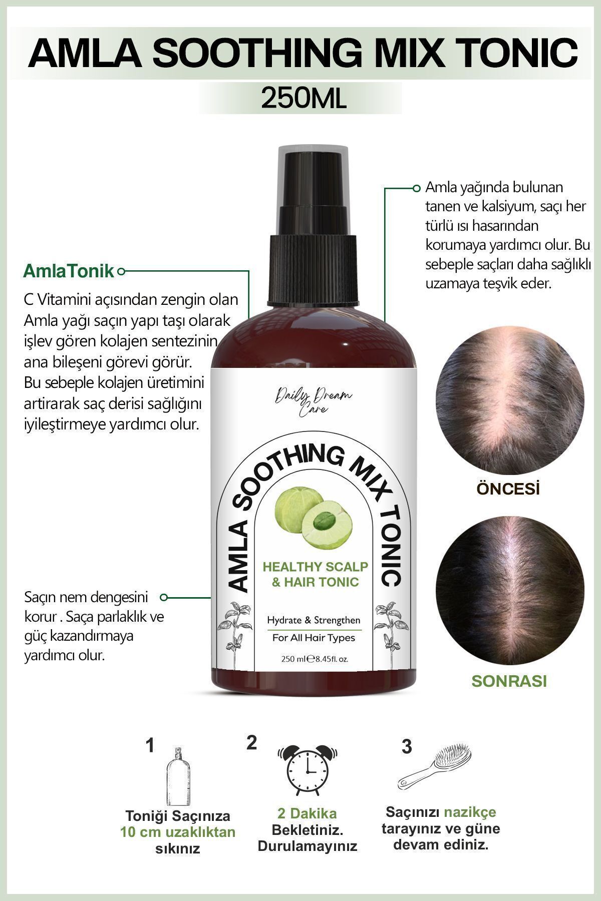 Daily Dream Series | Yoğun Parlaklık Ve Hızlı Saç Uzatma Etkili Amla Tonik 250 ml