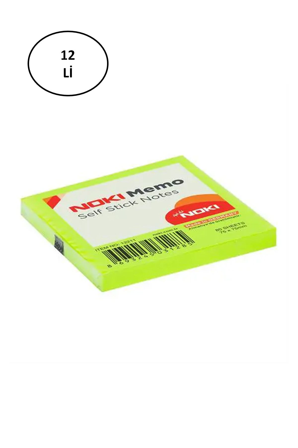 MR RZN STORE Noki Memo 12211 Yapışkanlı Not Kağıdı 75 x 75 mm 80 Yaprak