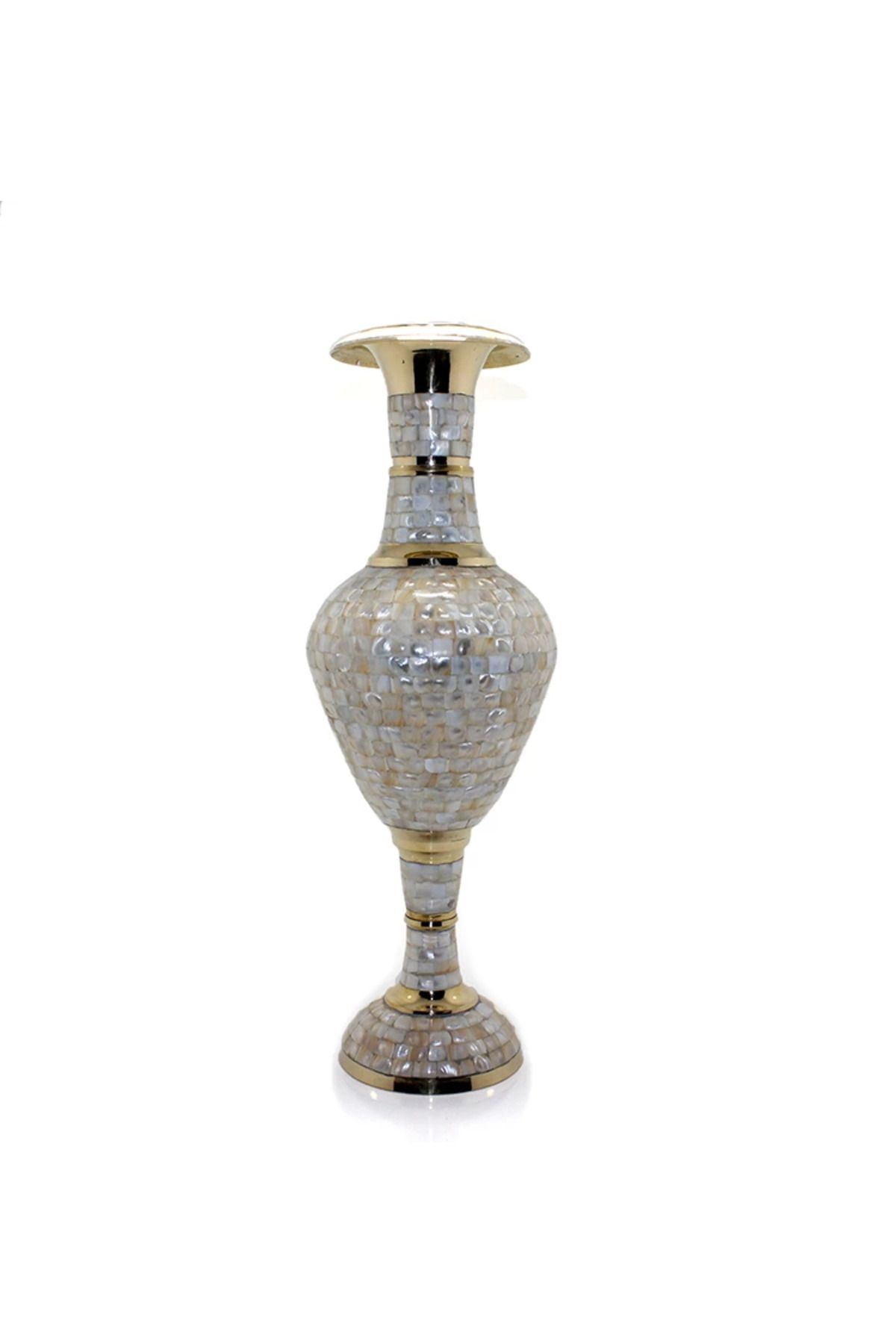 YNT İthalat Pirinç Sedefli Vazo 35 Cm Ksk128