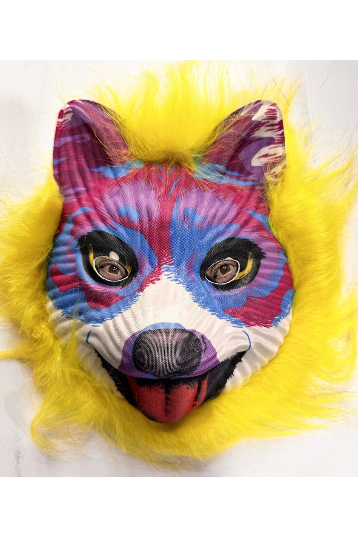 Ethab Ticaret-Mega Plush Cute Dog Mask with Yellow Hair - No. 35 1