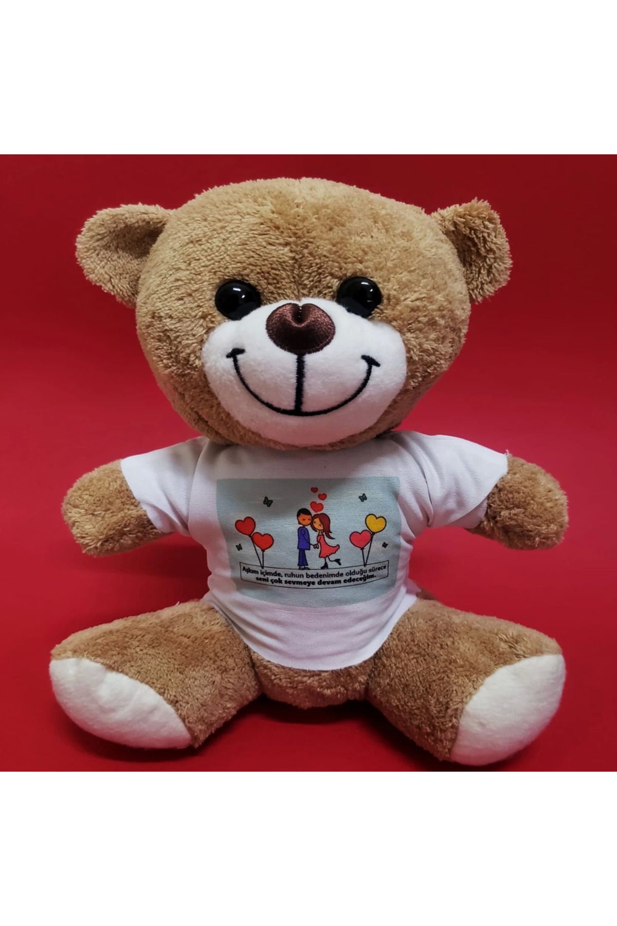 nazeninstoğu-Brown Plush Teddy Bear with T-Shirt 1