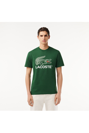 Lacoste Erkek Regular Fit Bisiklet Yaka Baskılı Yeşil T-Shirt