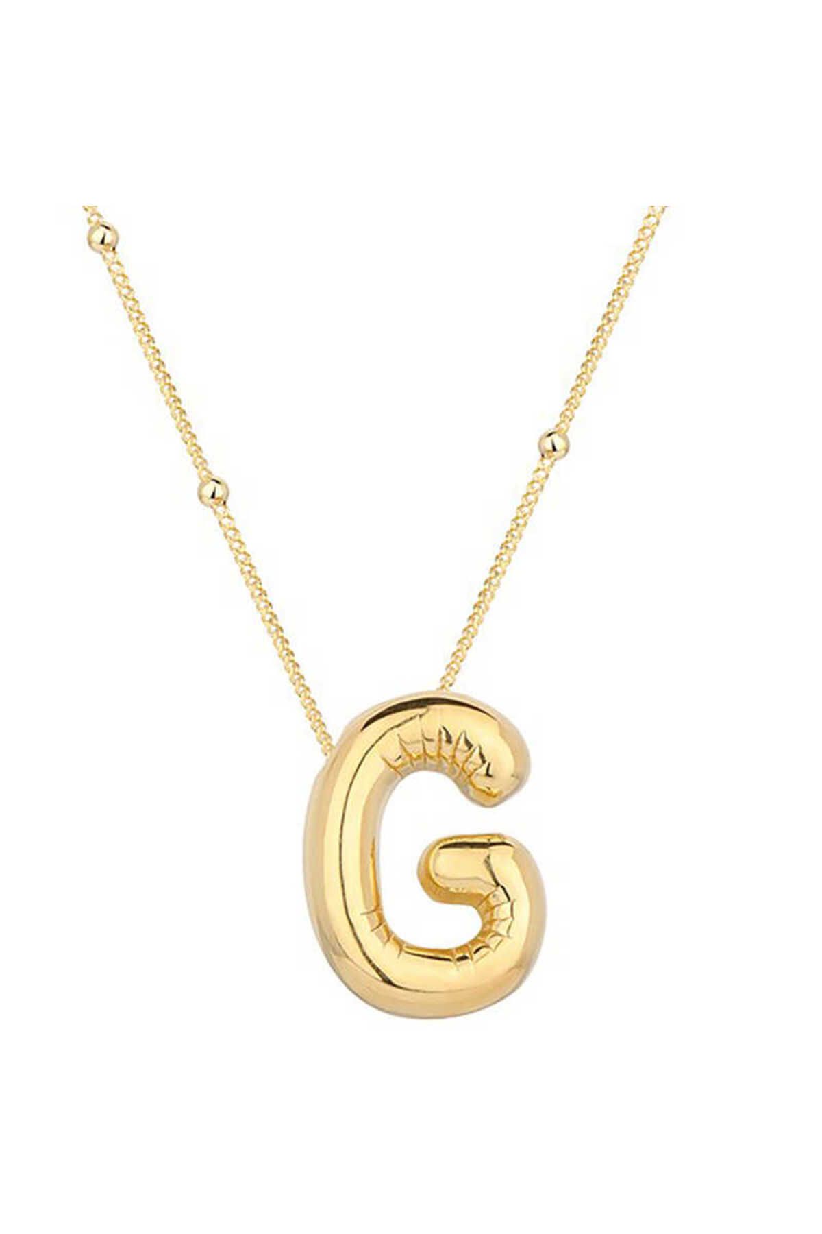 SANSERA 925 Ayar Gümüş Gold Balon G Harfi Kadın Kolye