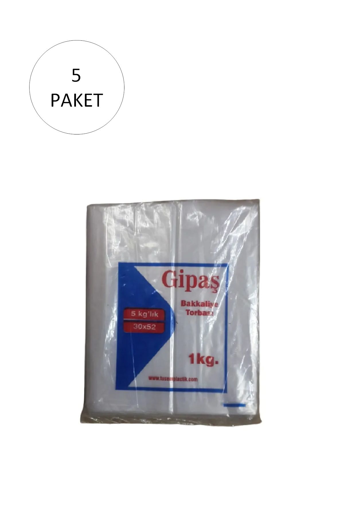 GİPAŞ Bakkaliye Naylon Torba 5'kg lık 30x52 cm 5 Paket (Takriben 550 Adet)