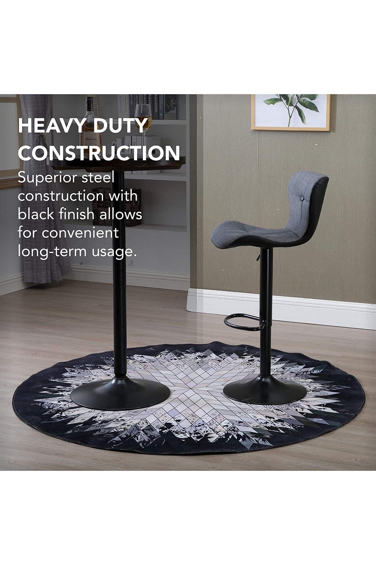 Mahmayi-C866 Grey Bar Stool with Adjustable Height - Grey 7