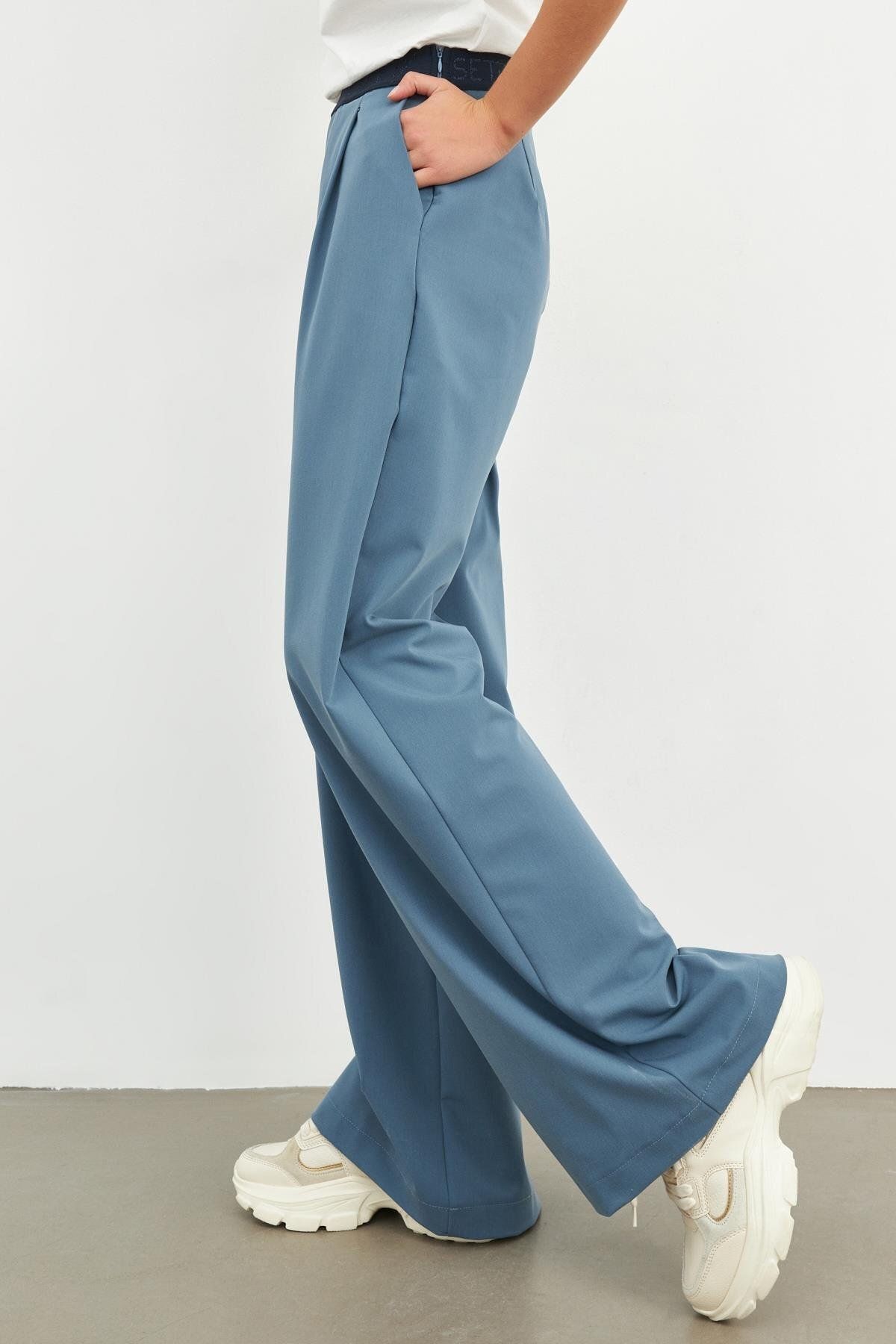 Setre-Blue Wide Cut Trousers 1