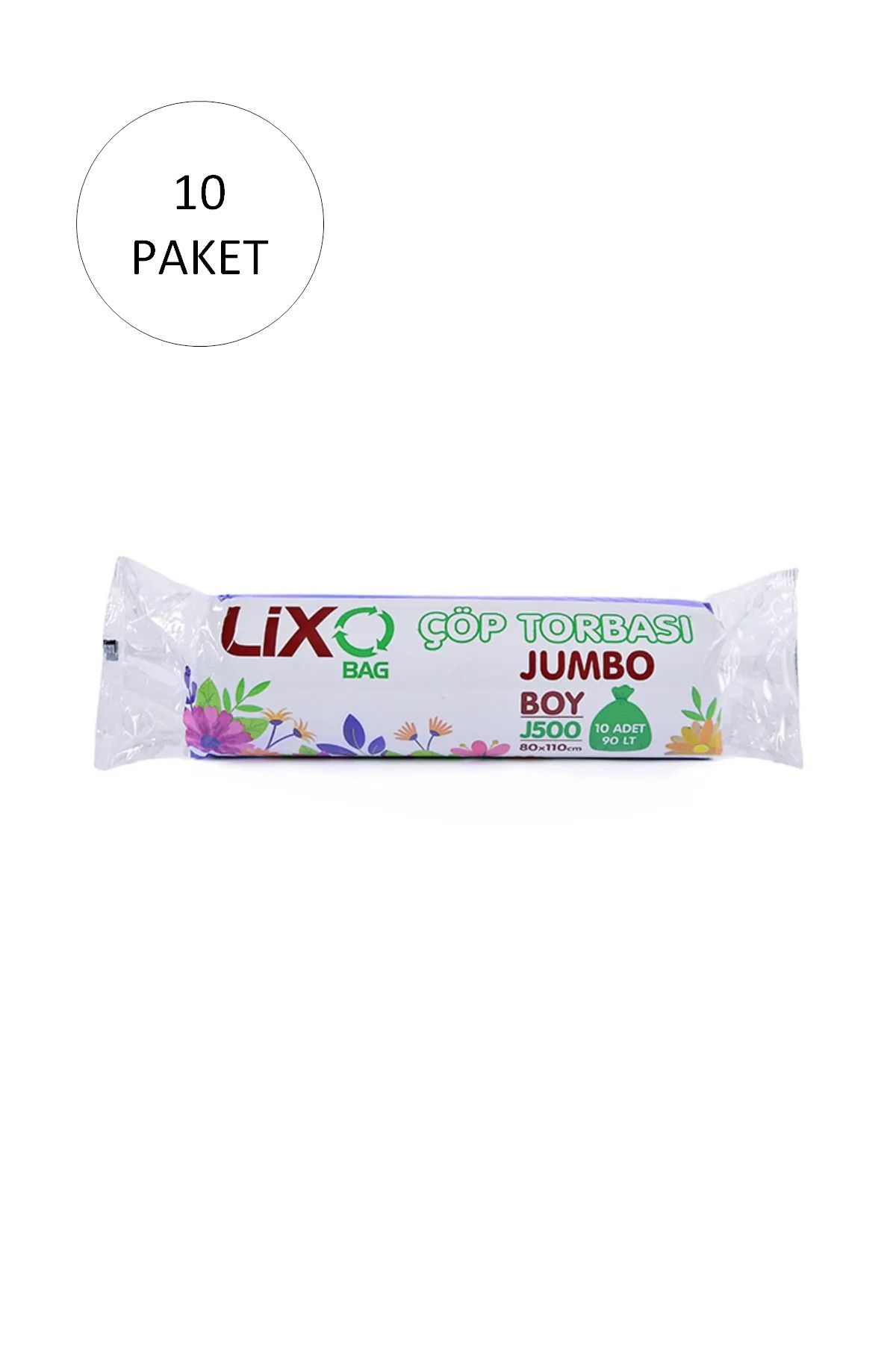 karadağsb J-500 Jumbo Boy Çöp Torbası 80 X 110 Cm 10 Lu Rulo X 10 Paket = 100 Adet (Siyah)