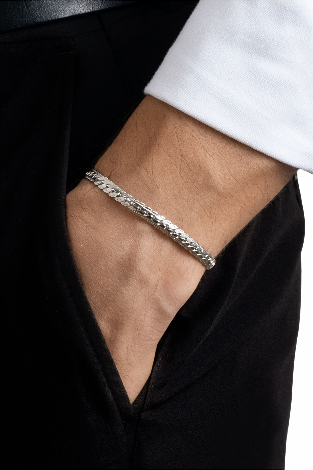 So CHIC... Örgü Model Çelik Erkek Bileklik görsel 4