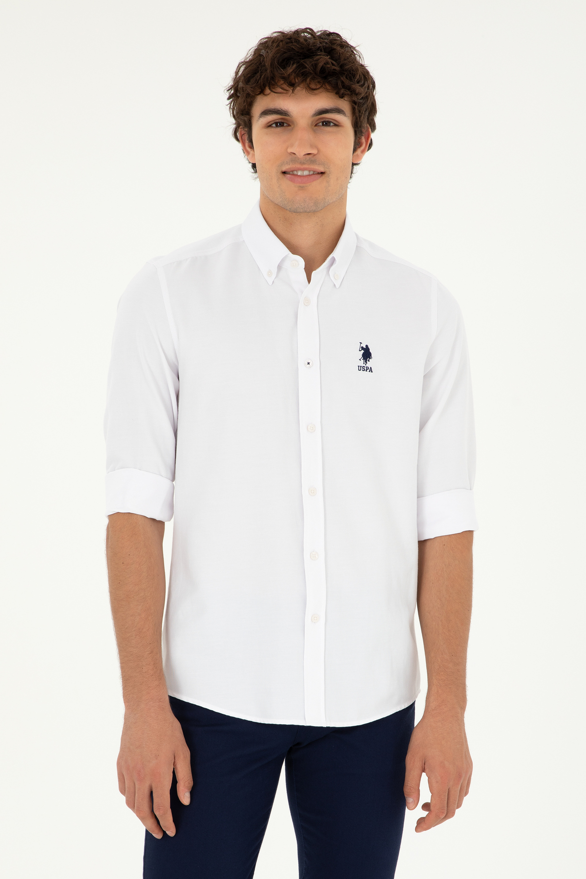 U.S. Polo Assn. Erkek Beyaz Uzun Kollu Basic Gömlek 50287805-VR013 — سفید 1046577