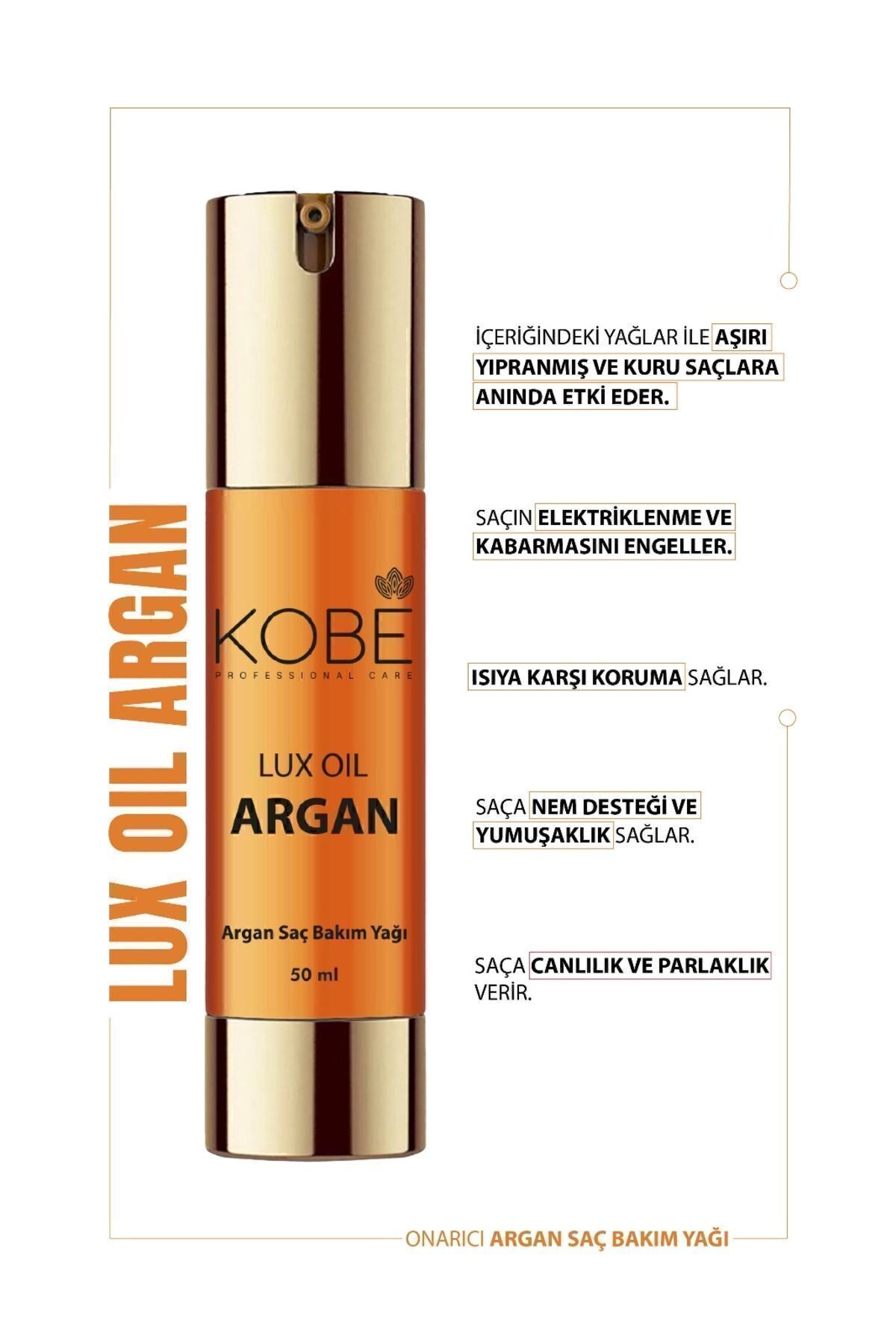 KOBE Argan Besleyici Onarıcı Saç Bakım Yağı 50 ml-1