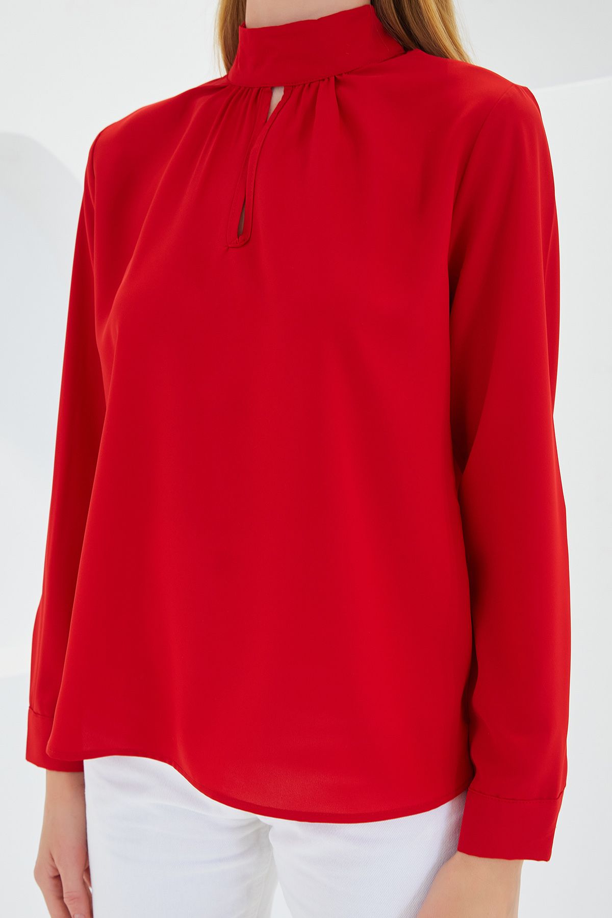 Bigdart-0418 Window Detailed Blouse - Red 3