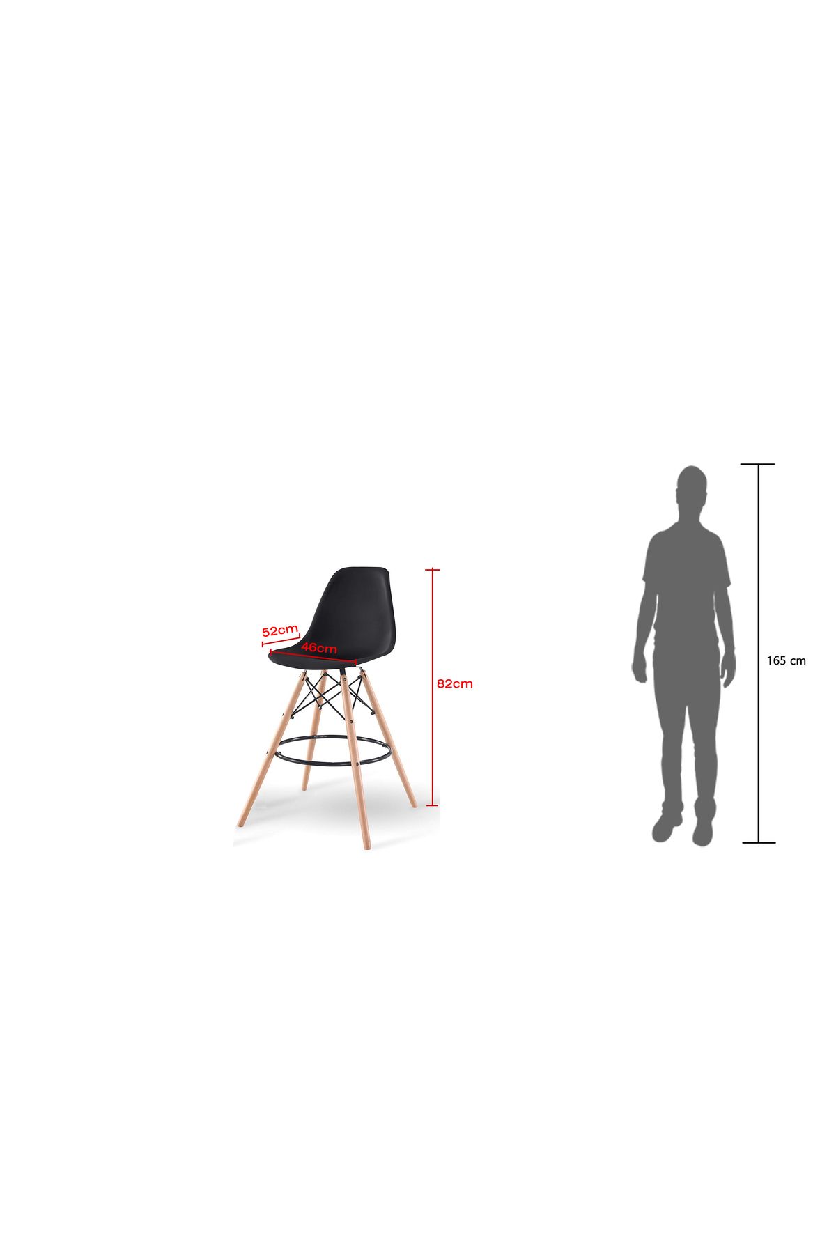 Mahmayi-Ultimate Eames Style DSW Bar Stool Set of 2-Black 2
