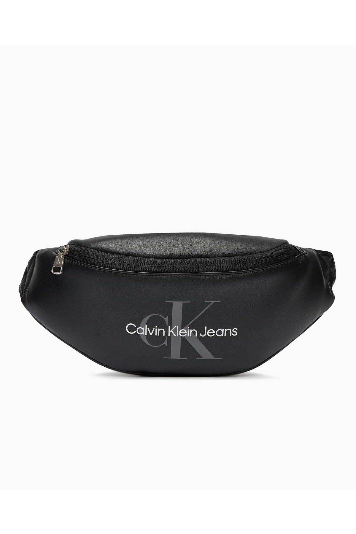 کیف کمری مشکی مردانه آرم نام تجاری کمر سیاه K50K512446 beh Calvin Klein