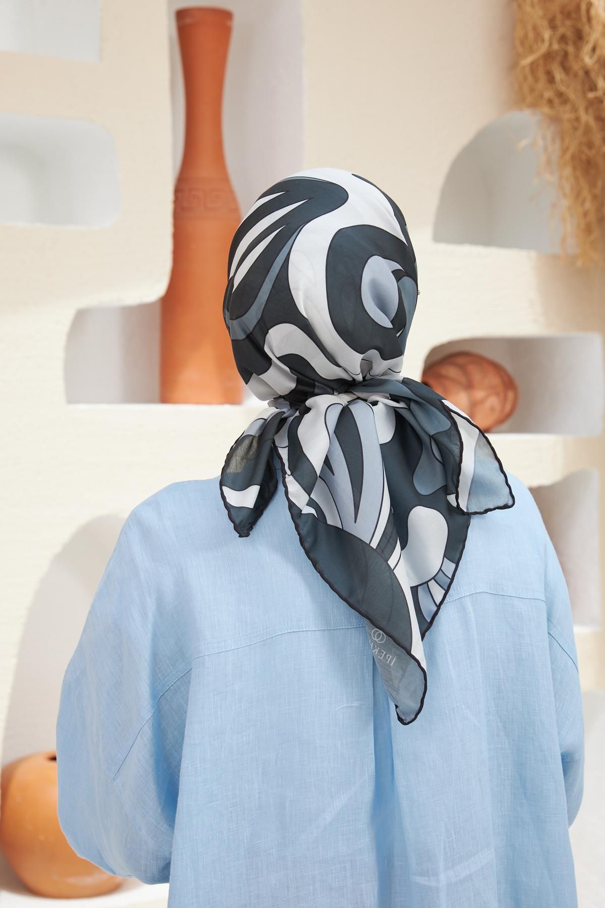 İpekhan-Βαμβακερό κασκόλ βισκόζης - Νέο Twist Pattern, Ασπρόμαυρο 1133-11 4