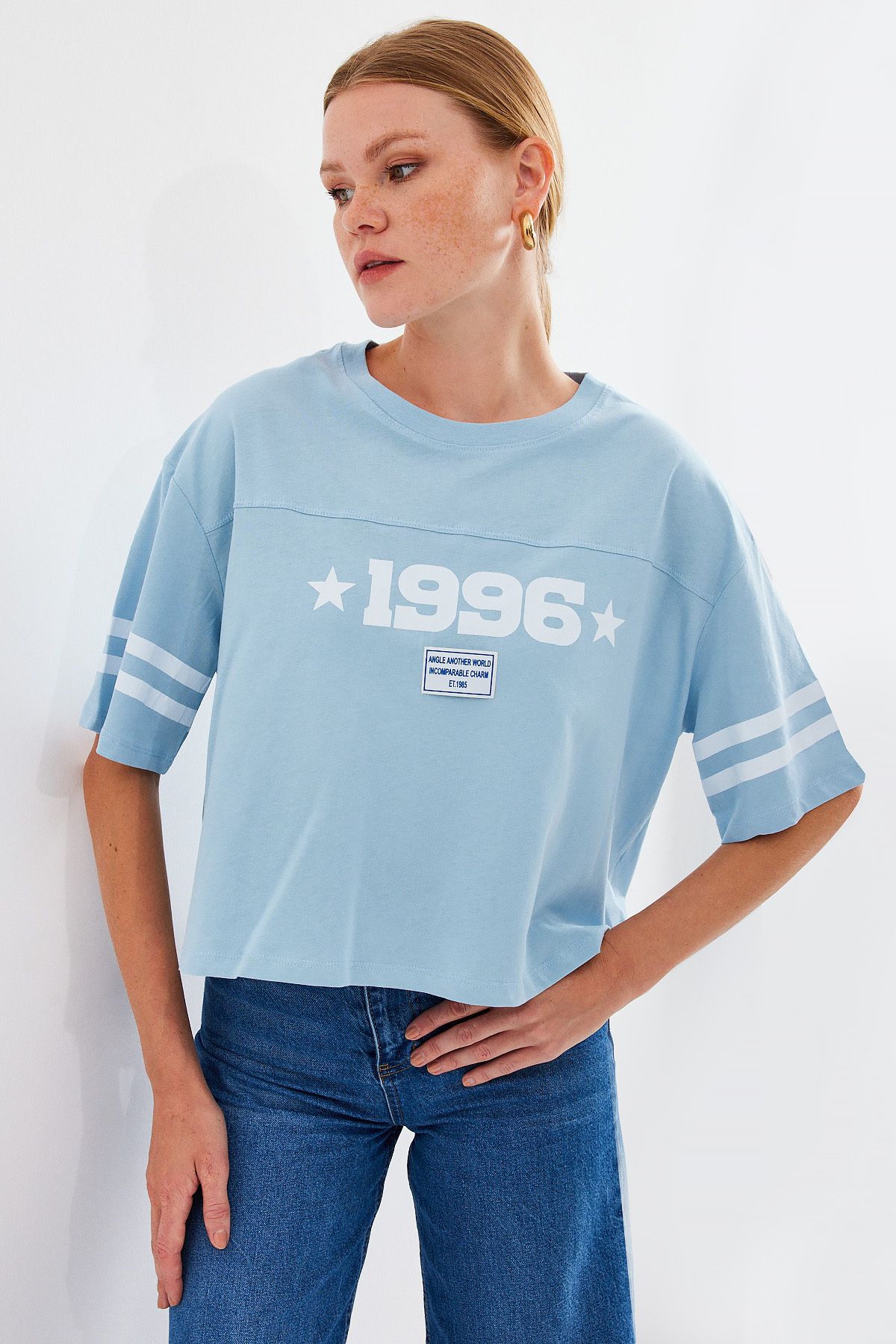 Bigdart-4322 Printed – niebieska koszulka oversize basic 3