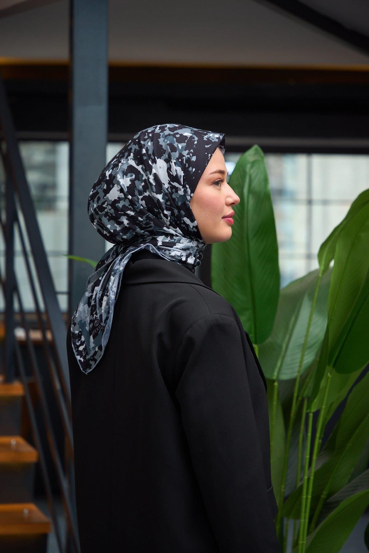 İpekhan-Harmony Collection - Soft Gray Black Scarf 1180-14 3