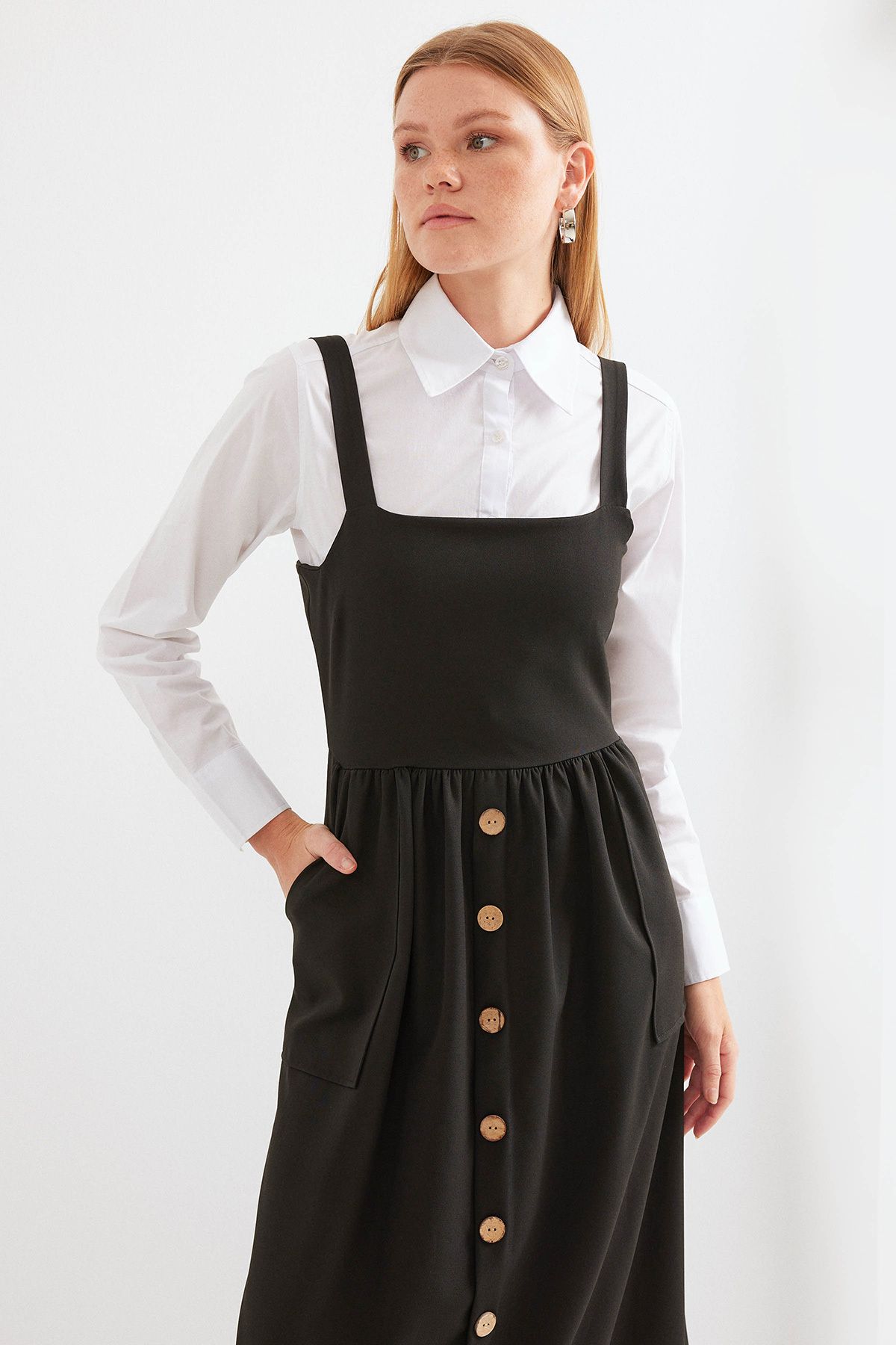 Bigdart-Schwarzes langes Salopetkleid Modell 2490 2