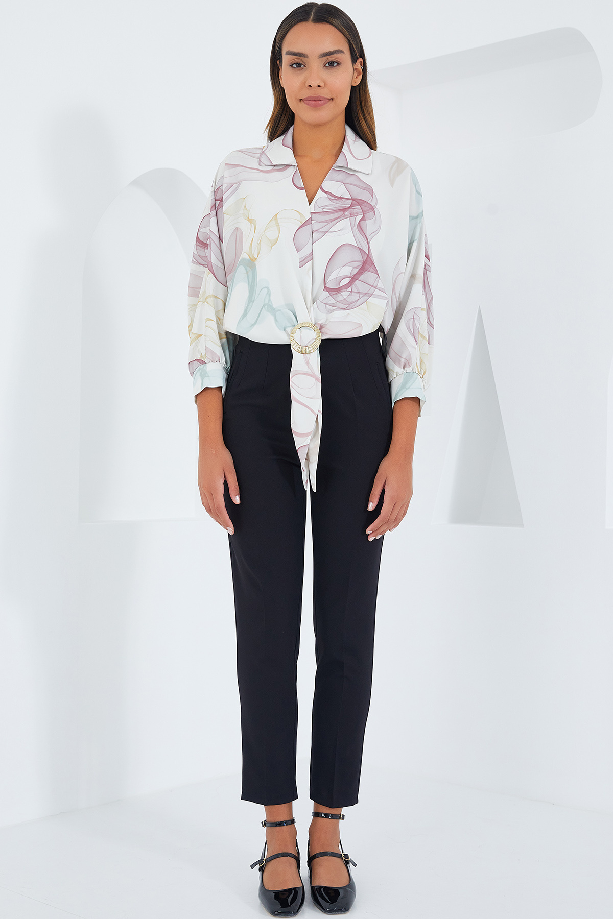 Bigdart-906 Model Oversize Satin Crop πουκάμισο - Dusty Rose 2