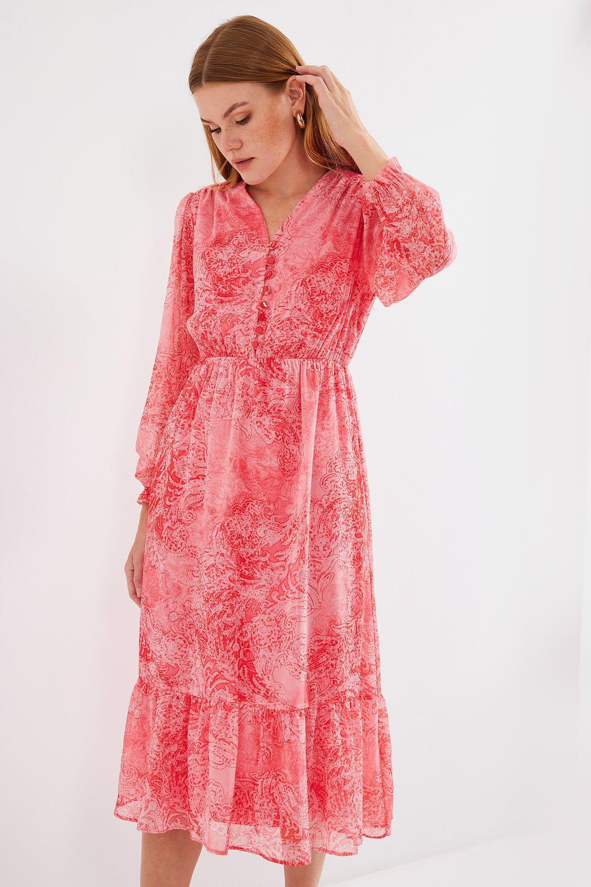 Bigdart-Gemustertes Chiffonkleid Modell 2137 - Rosa 4