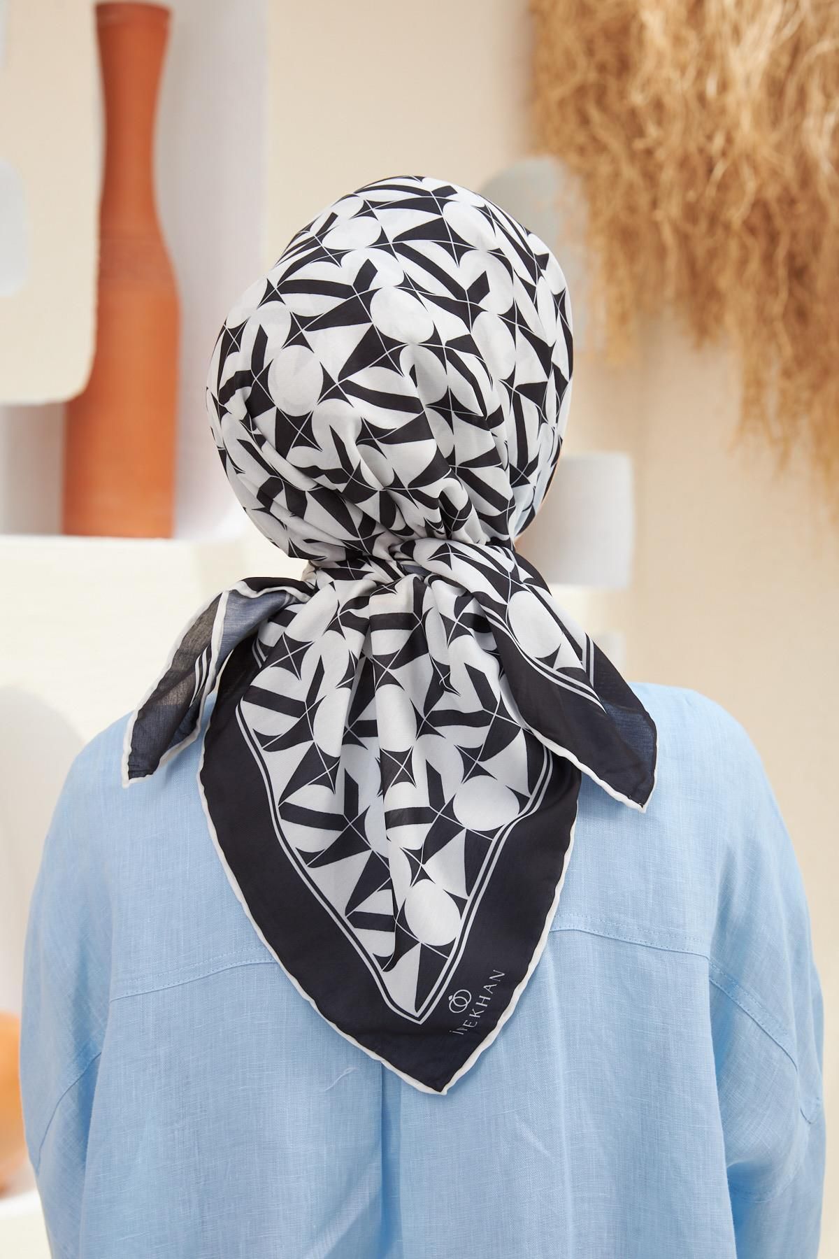 İpekhan-Eva Pattern Scarf Black 1132-14 4