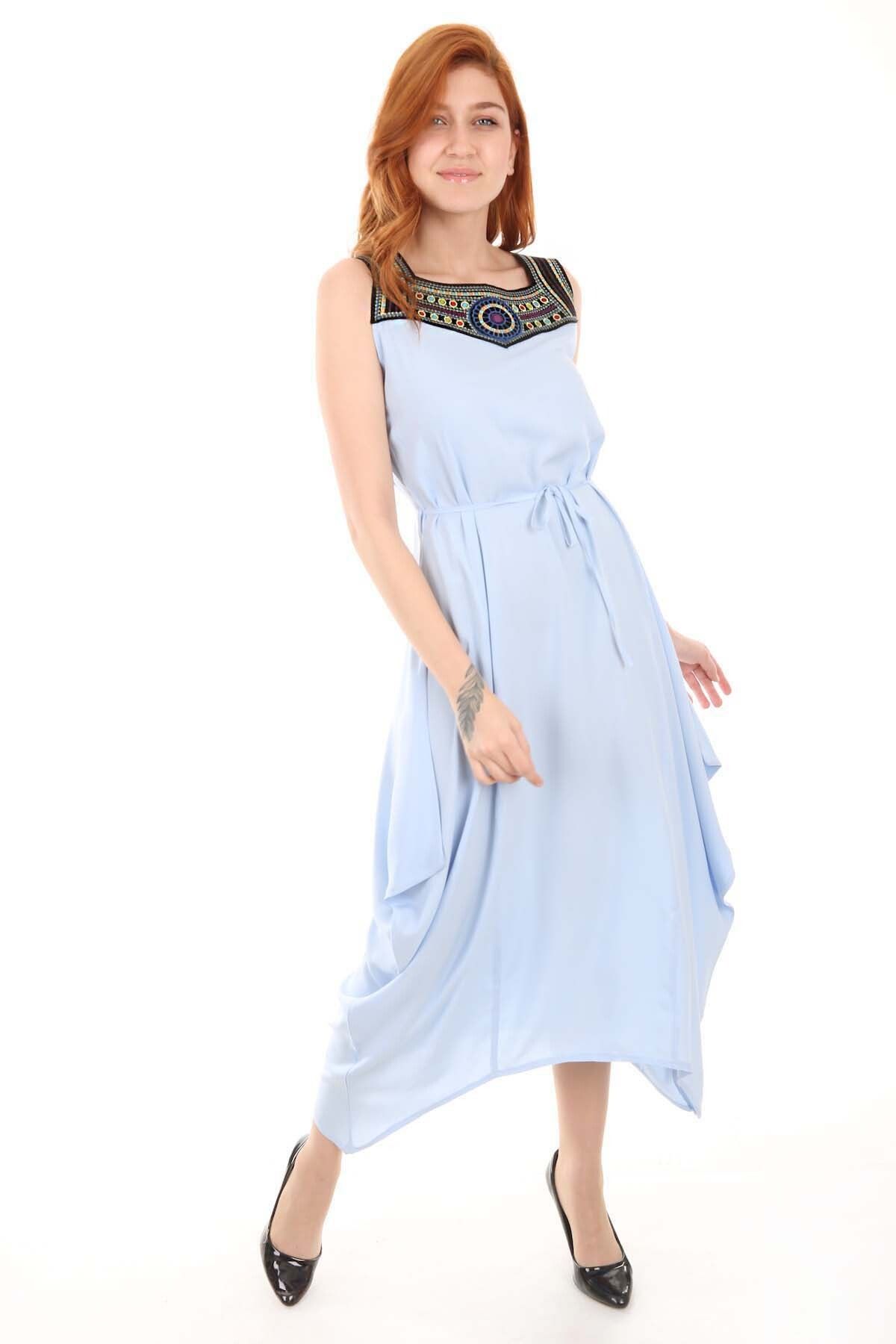 Bigdart-1512 Rochie Brodata Fata - Albastra 2
