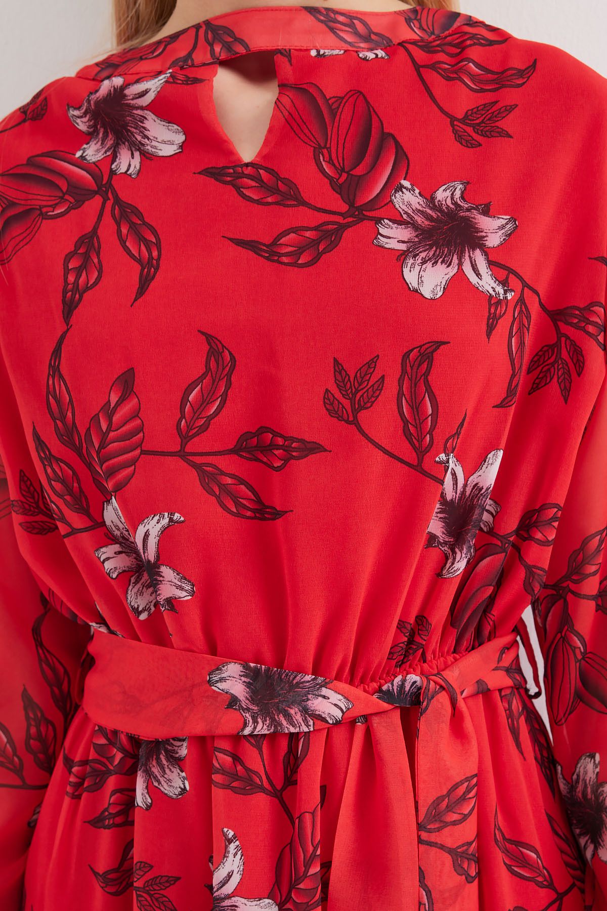 Bigdart-Modell 2459, rotes gemustertes Kleid mit Tüllfutter 5
