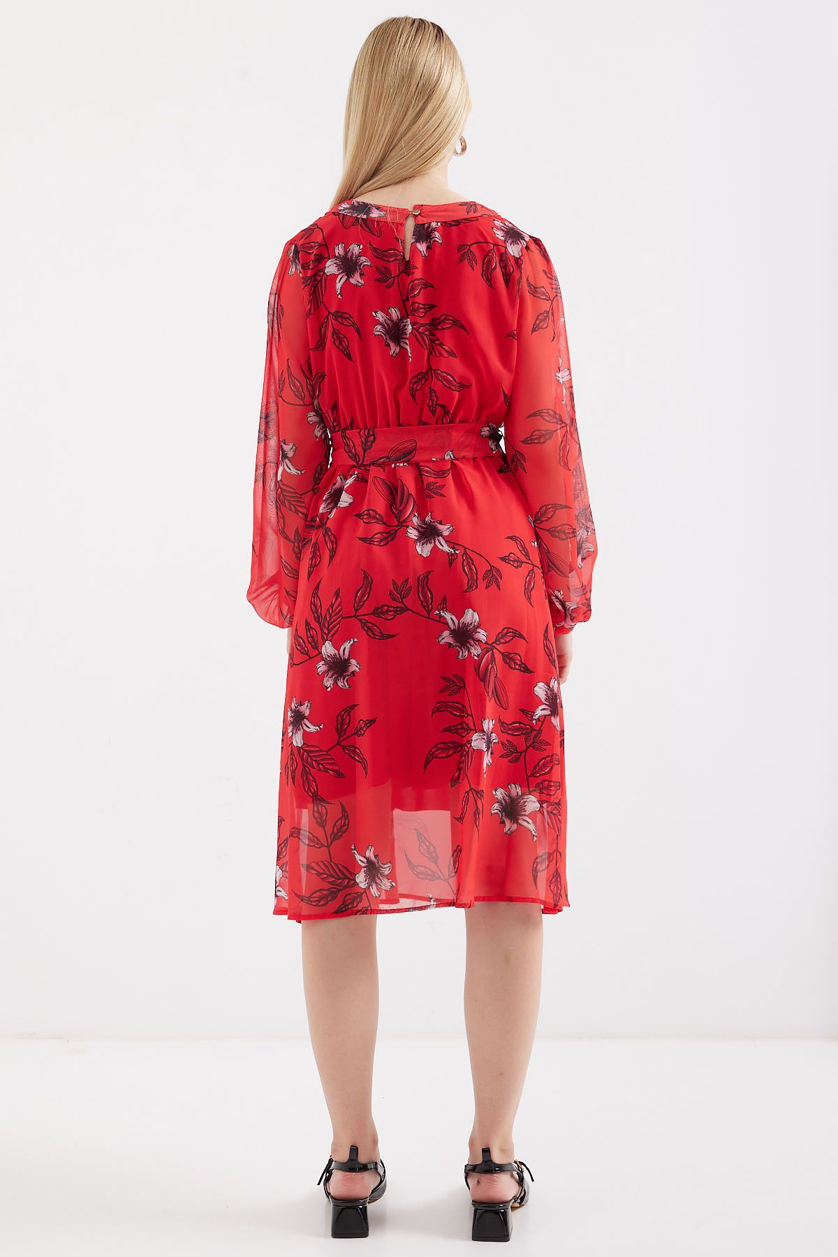Bigdart-Modell 2459, rotes gemustertes Kleid mit Tüllfutter 6