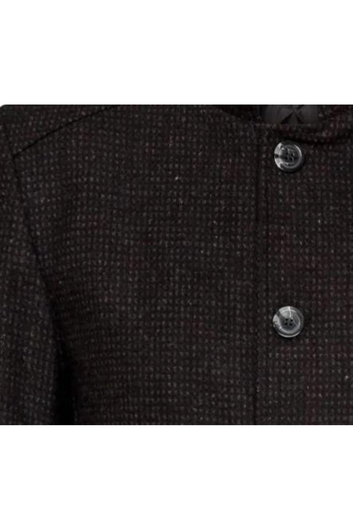 SÜVARİ-Süvari Comfortable Fit Dobby Wool Anthracite Judge Collar Men's Coat 2