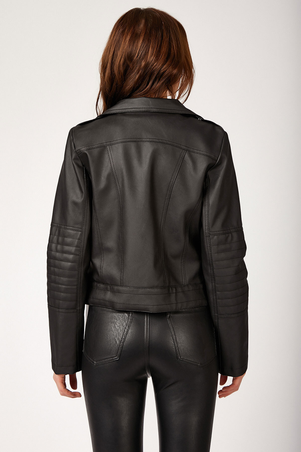 Bigdart  1025 Suni Deri Biker Ceket - Siyah - Görsel 4
