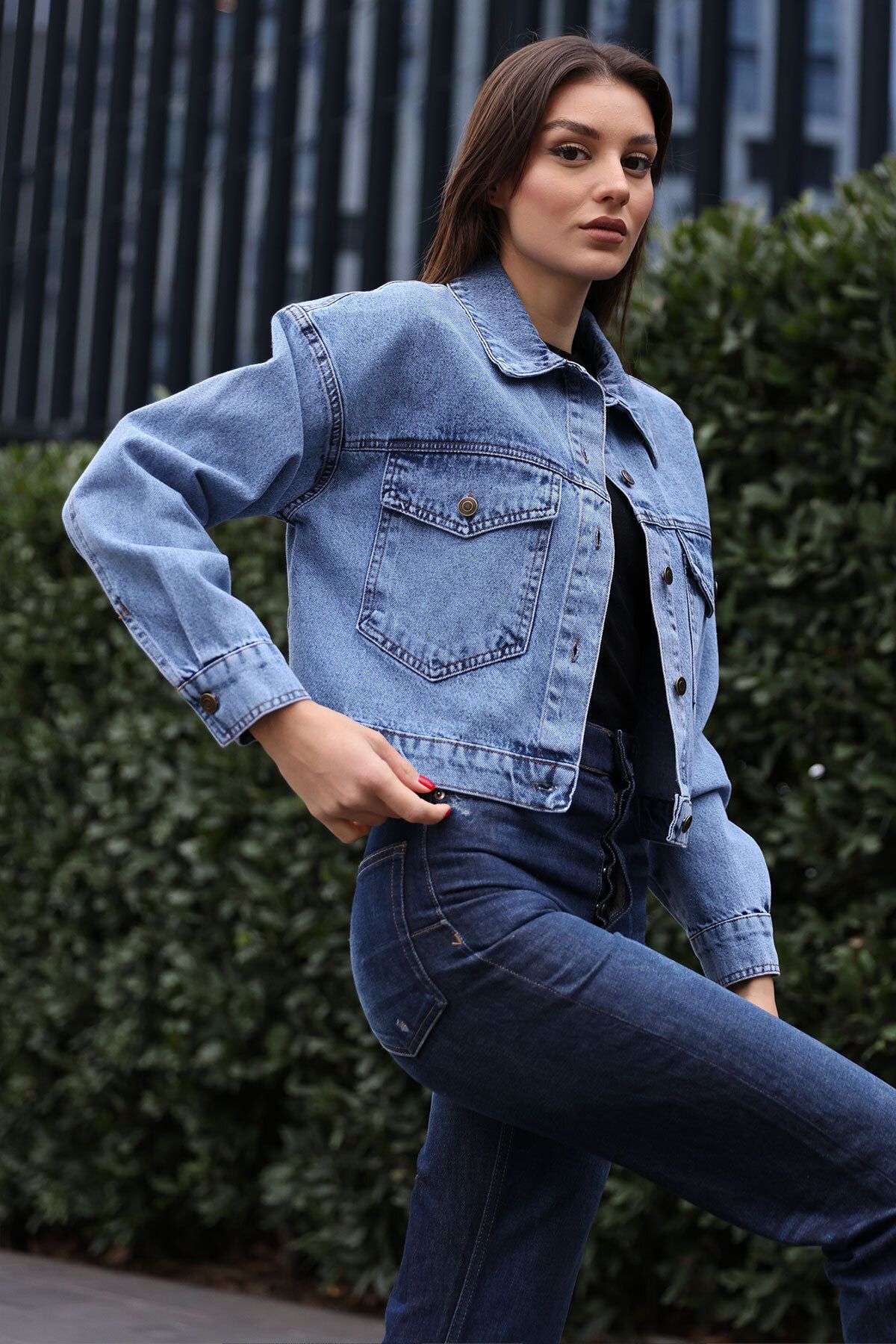 Bigdart-0612 Denim Jacket with Pockets - Light Blue 2