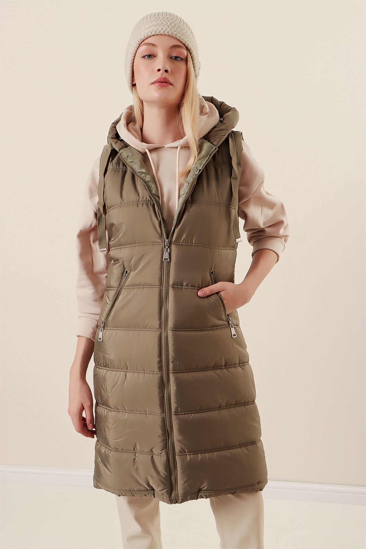 Bigdart-5140 Dlhá Puffer Vesta s kapucňou - Çağla 5