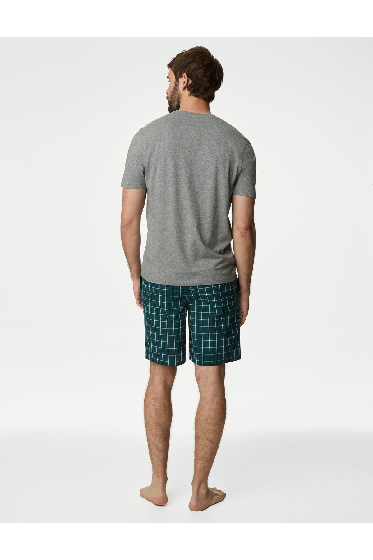 ست پیژامه مردانه مجموعه لباس خواب آستین کوتاه پنبه خالص Marks & Spencer