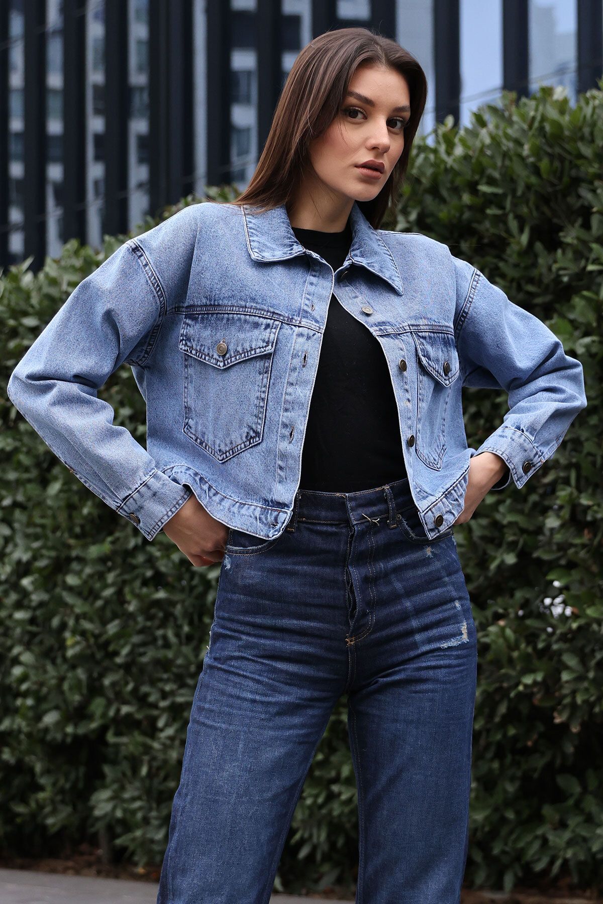 Bigdart-0612 Denim Jacket with Pockets - Light Blue 3