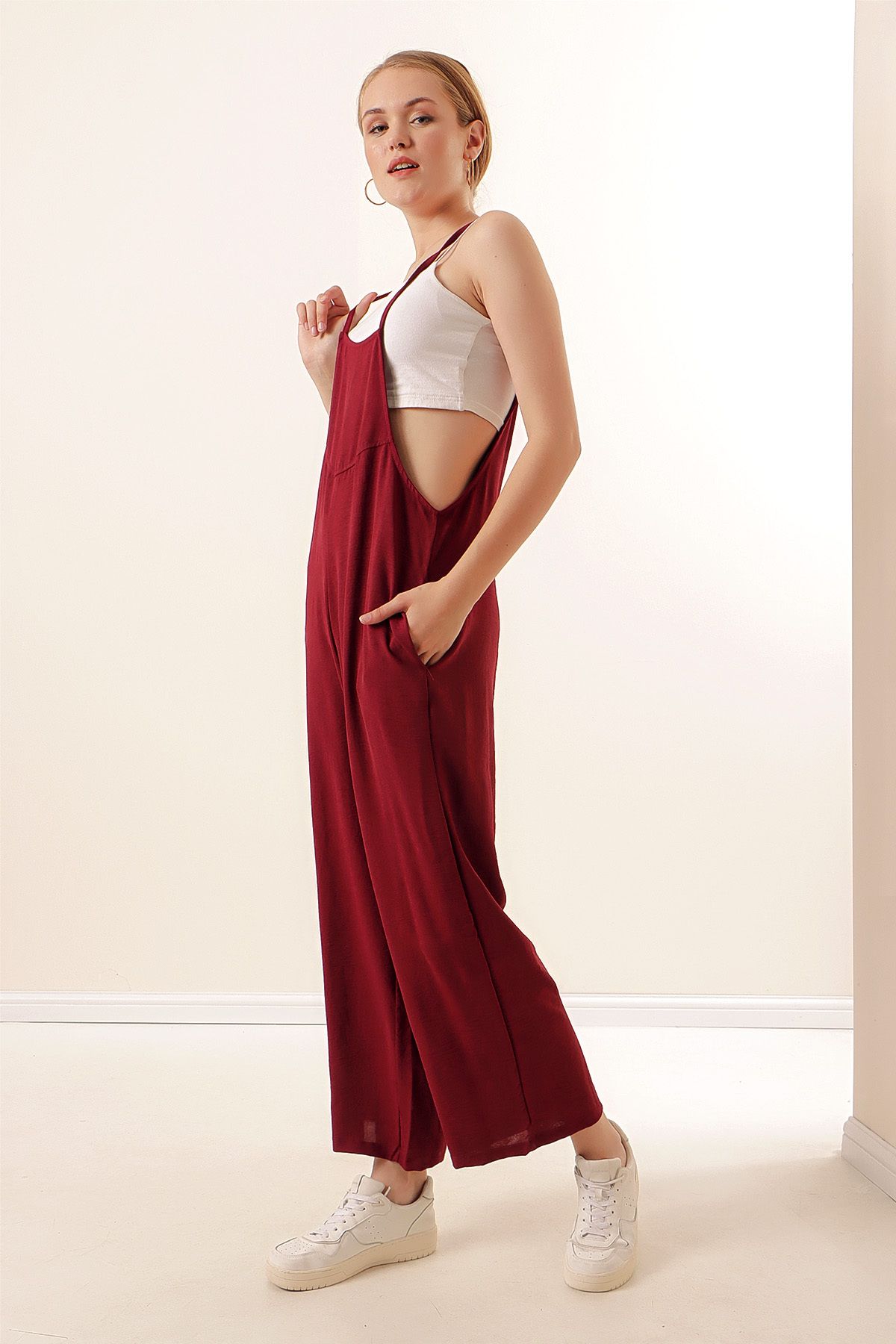 Bigdart-7019 Strappy Gardener φόρμες - Claret Red 3