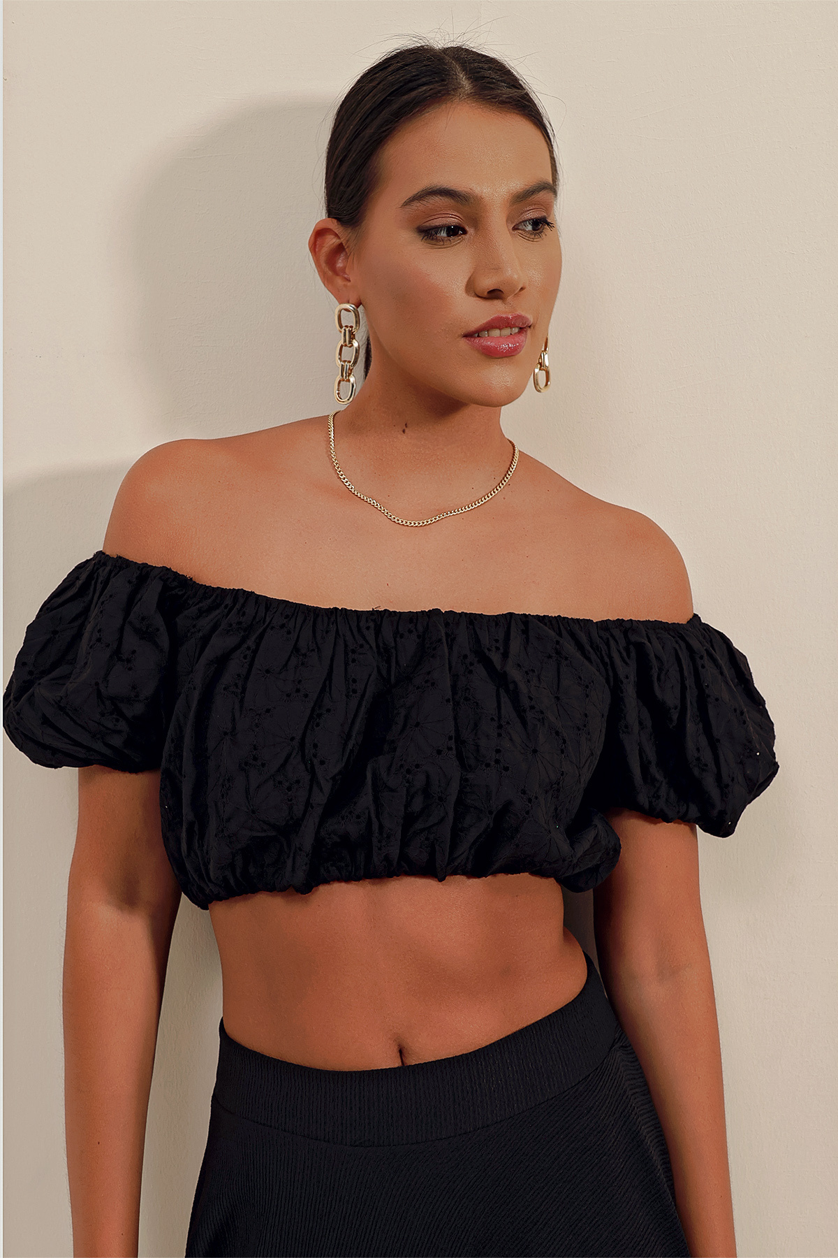 Bigdart-0481 Scalloped Strapless Μπλούζα - Μαύρη 4