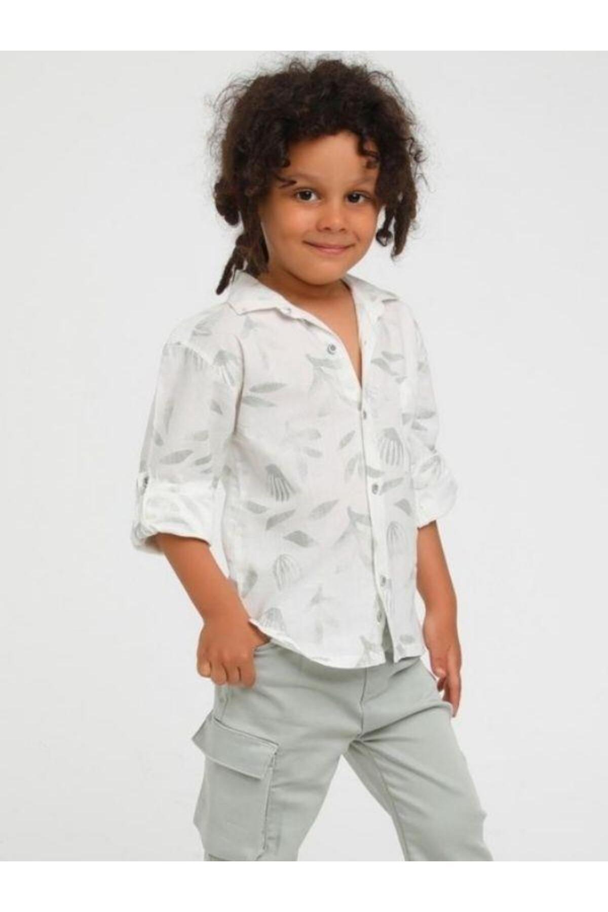 Zekids Erkek Çocuk Pamuklu Desenli Gömlek fotoğrafı 2 (önizleme)