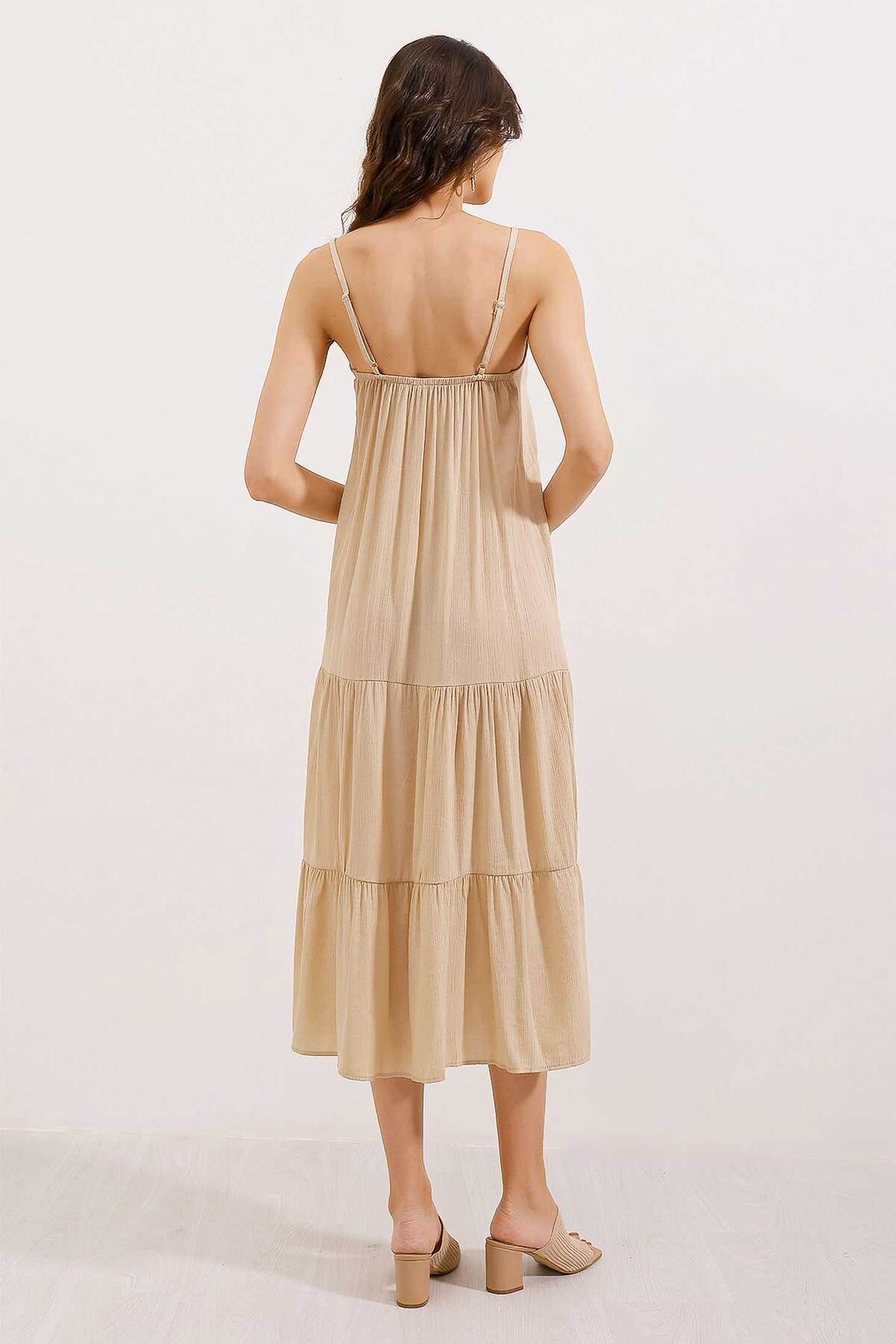 Bigdart-2403 Strappy Midi Φόρεμα - Κρέμα 4