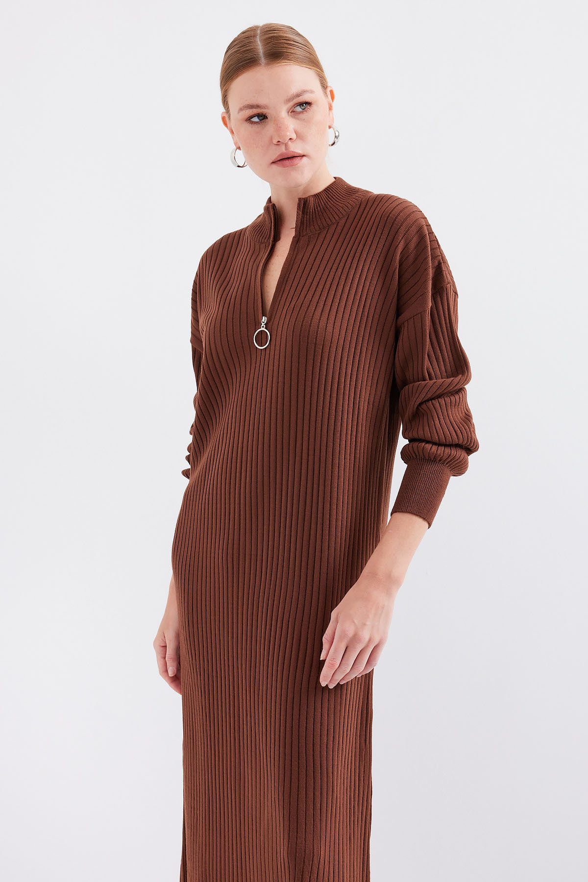 Bigdart-15839 Boydan Strickkleid - Braun 2