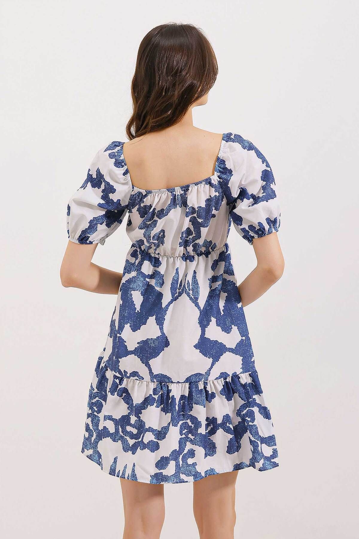 Bigdart-2351 Ausgestelltes Popeline-Kleid - Dunkelblau 5