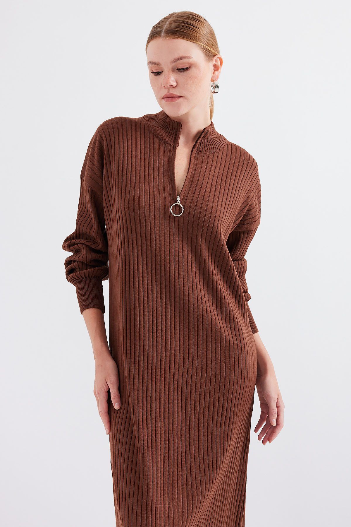 Bigdart-15839 Boydan Strickkleid - Braun 4