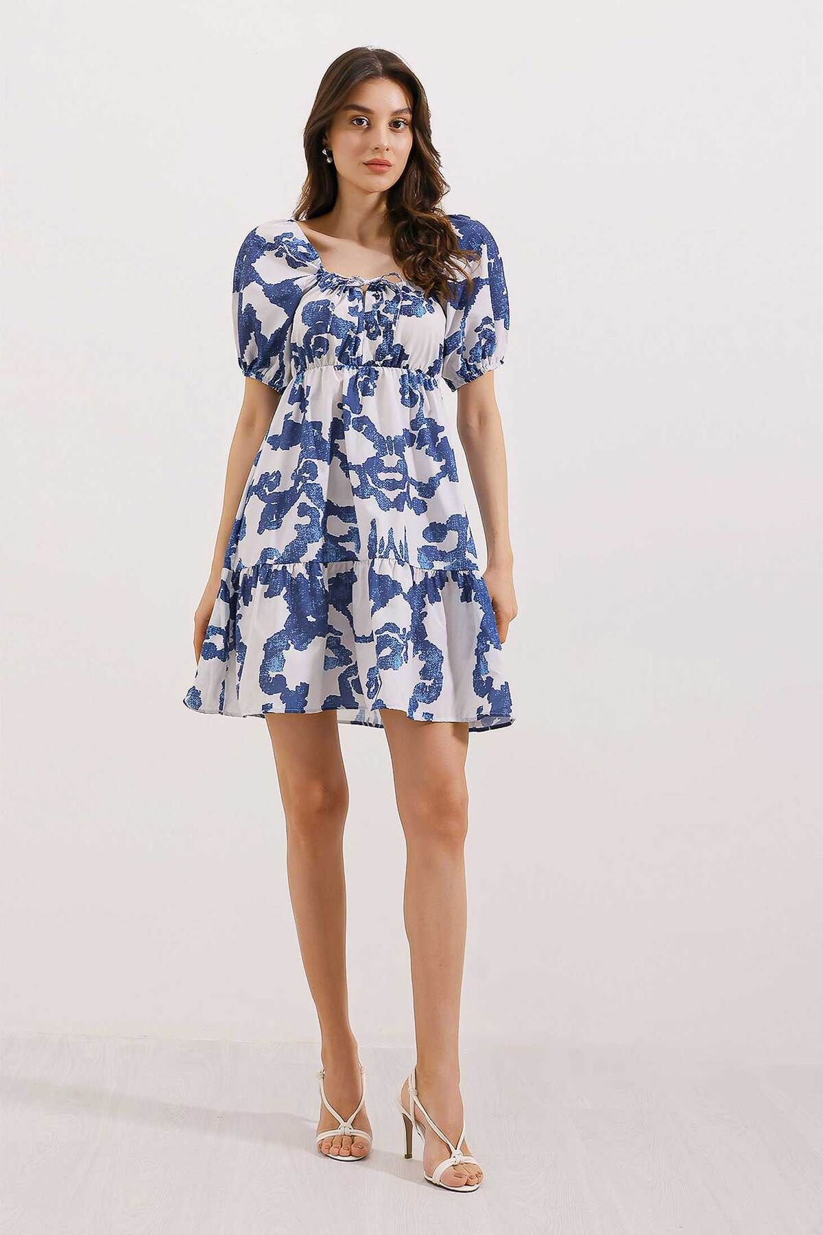 Bigdart-2351 Ausgestelltes Popeline-Kleid - Dunkelblau 2