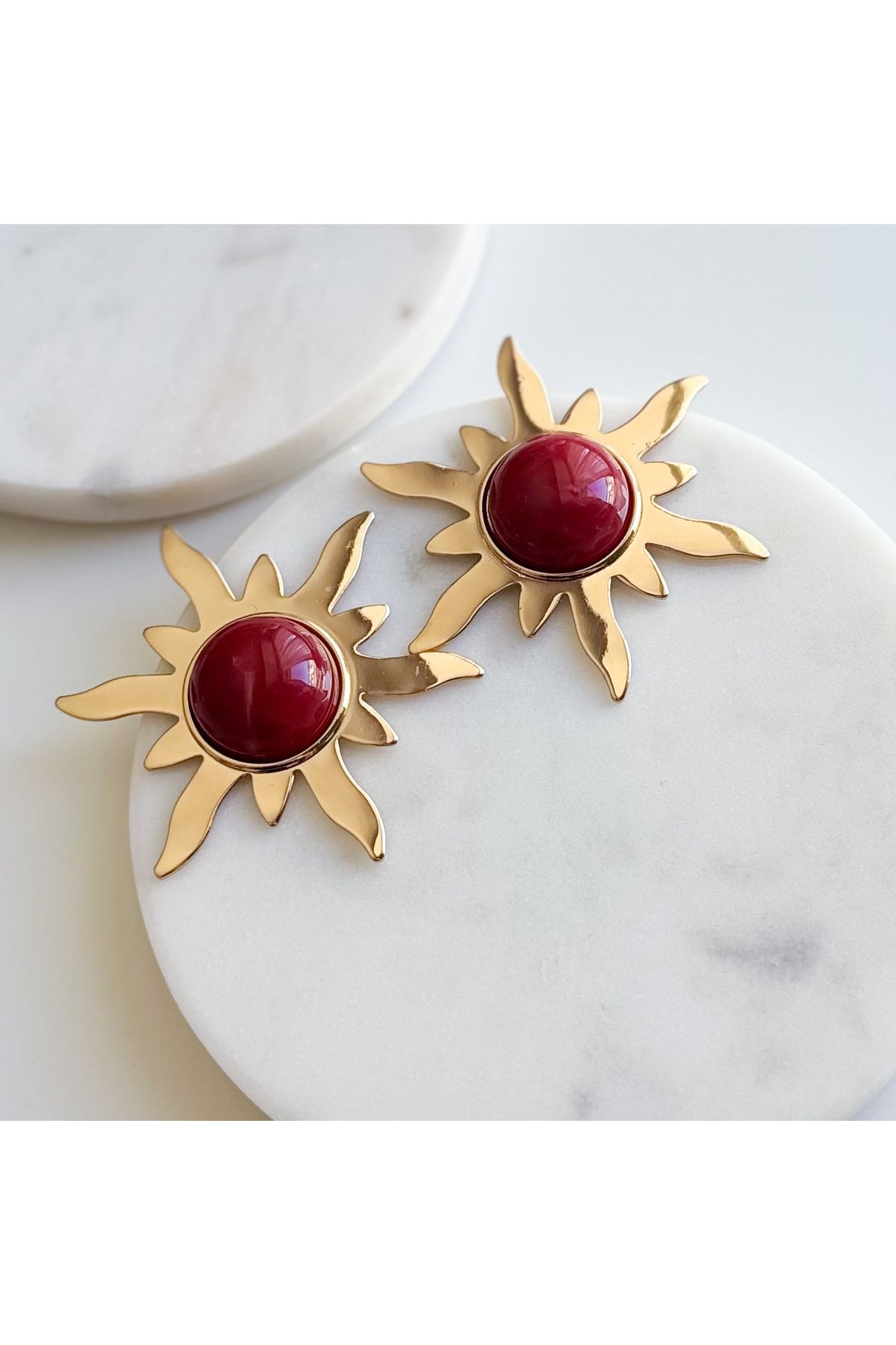 Venus Design-Steel-Coloured Sun Earrings 1