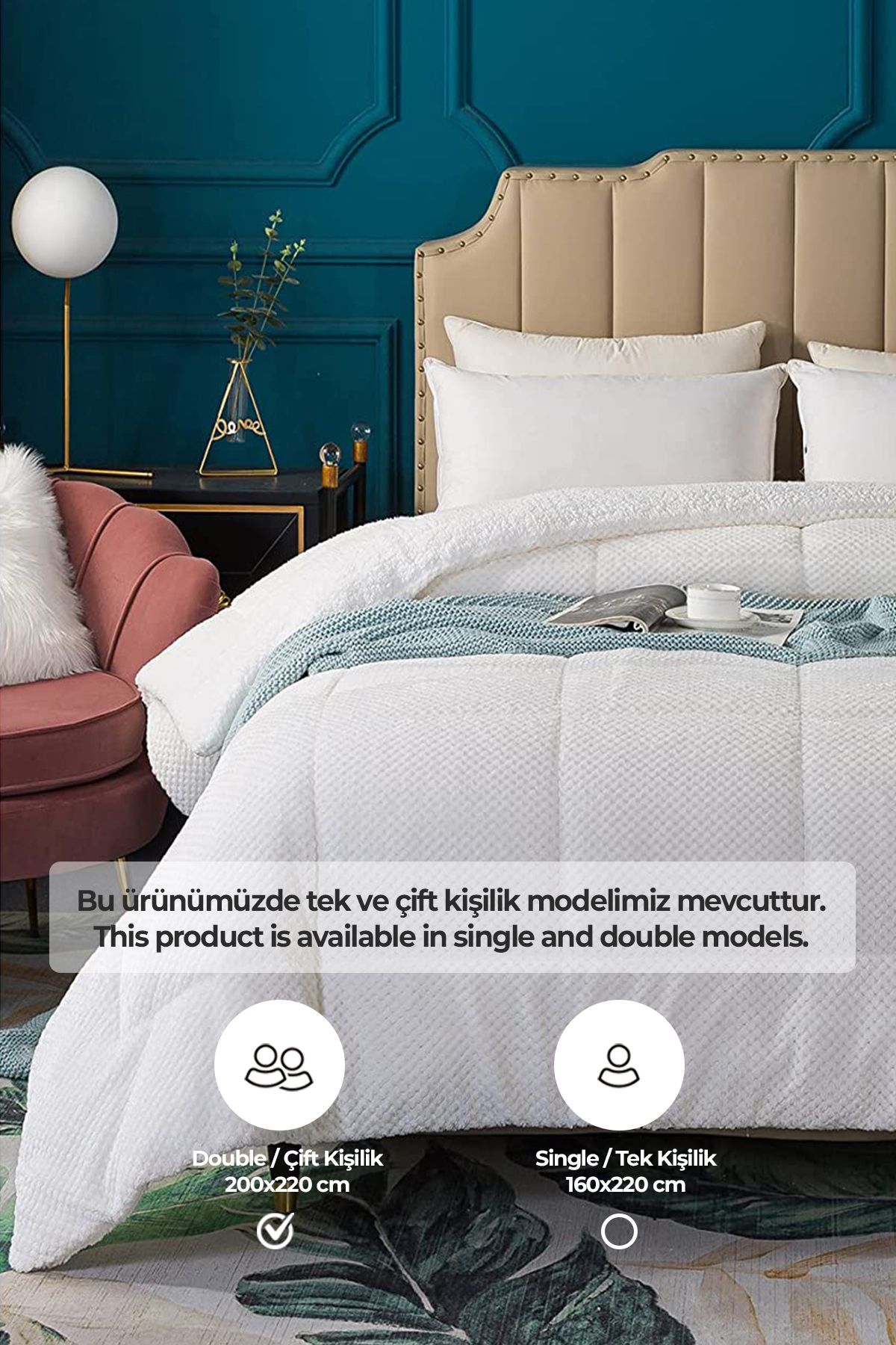 Evlen Home Collection-Wellsoft Ultra Soft - Cuvertură de pluș cu două fețe, dublă, lavabilă - 200x220 cm alb murdar 5