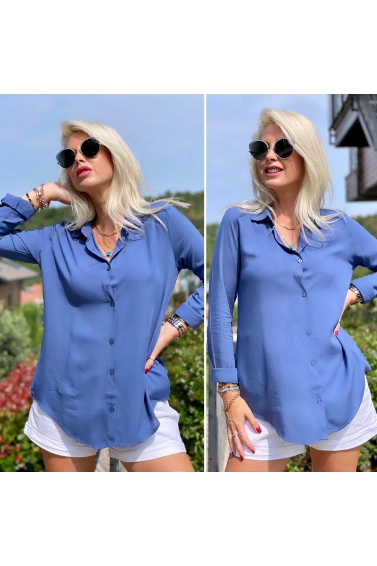 DRESSIFY WOMEN’S FASHION Dokuma Viskon Kumaş Efsane Gömlek