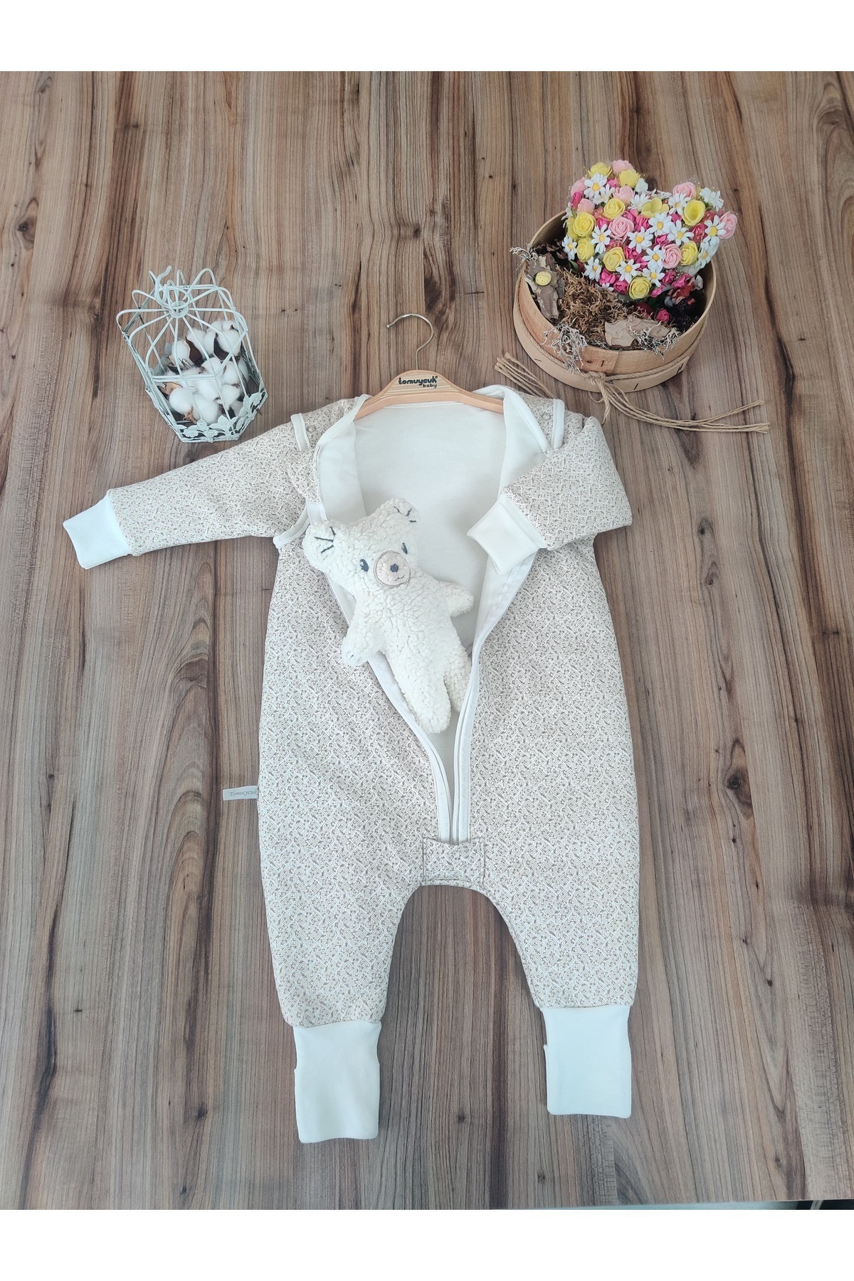 Tomuycuk Kışlık Bebek Çocuk Uyku Tulumu %100 Pamuklu Fermuarlı Ayaklı Uyku Arkadaşı (1 -2)(2-3)(3-4 )yaş fotoğrafı 6 (önizleme)