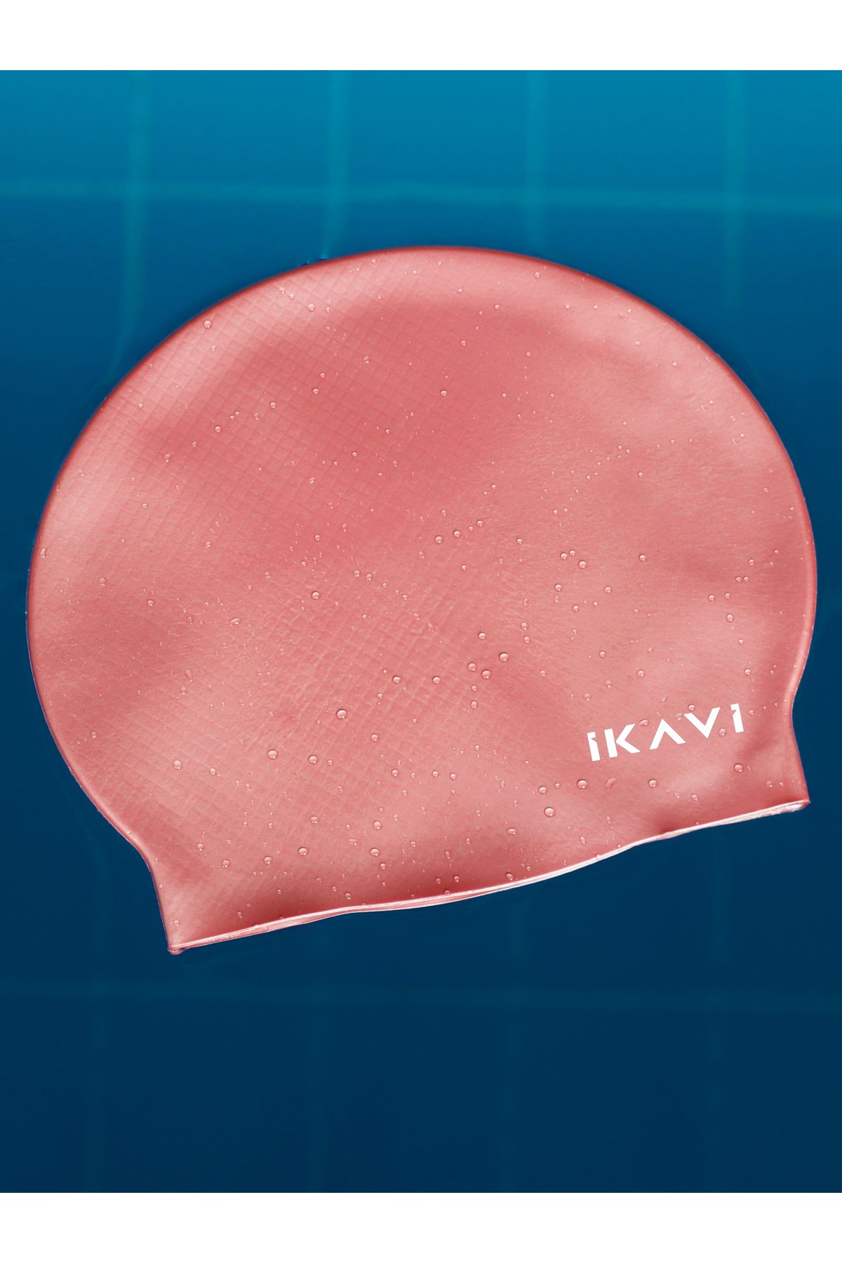 İKAVİ-Rose Gold Metallic Silicone Bonnet High Quality Pool and Sea Swimmer Cap 1